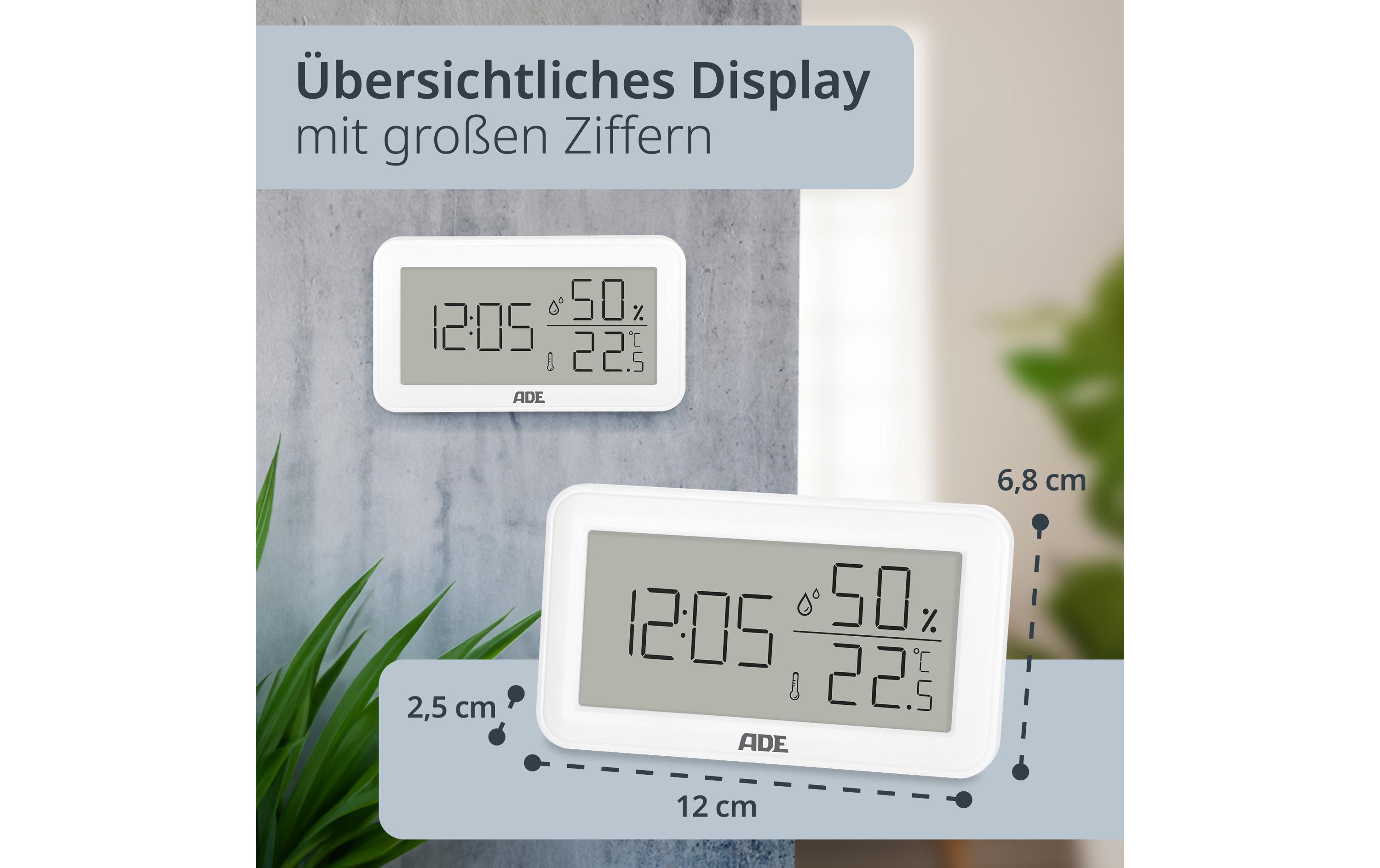ADE Wetterstation Thermo-Hygrometer 15 cm, Weiss