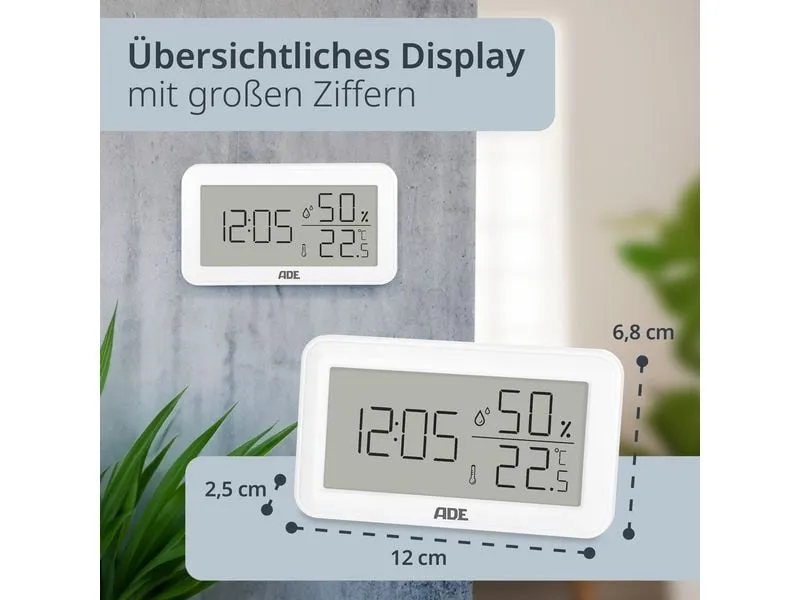 ADE Wetterstation Thermo-Hygrometer 15 cm, Weiss