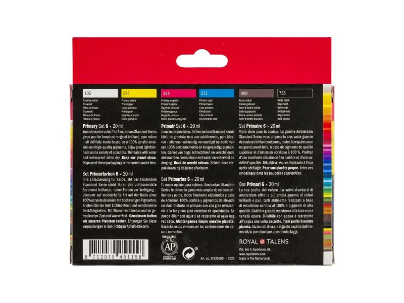 Amsterdam Acrylfarbe Primary 6 Tuben à 20 ml Amsterdam Acrylfarbe Primary 6 Tuben à 20 ml