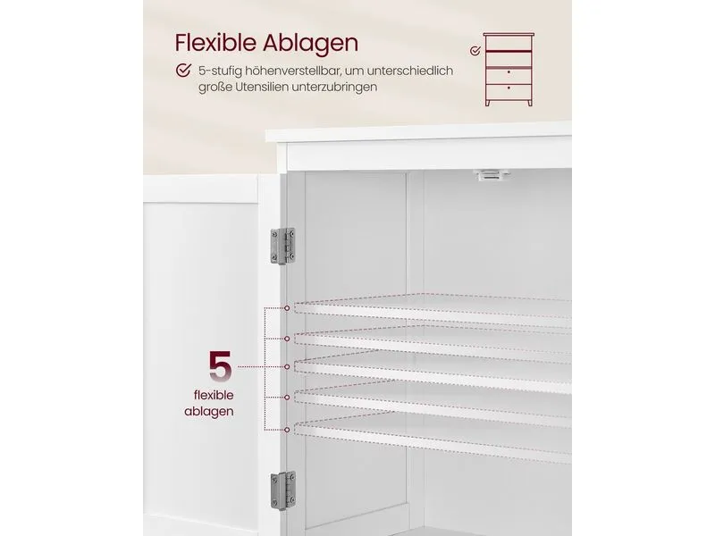 VASAGLE Vitrine Landhausstil 60 x 110 cm, Weiss VASAGLE Vitrine Landhausstil 60 x 110 cm, Weiss