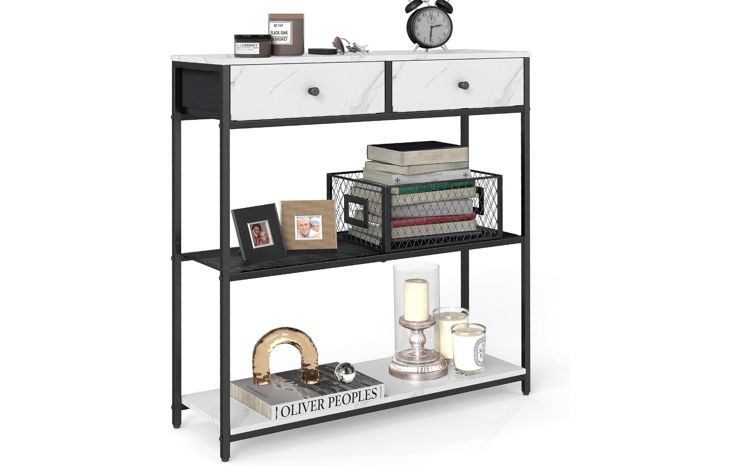 VASAGLE Konsolentisch 24 x 79.9 cm, Weiss/Schwarz