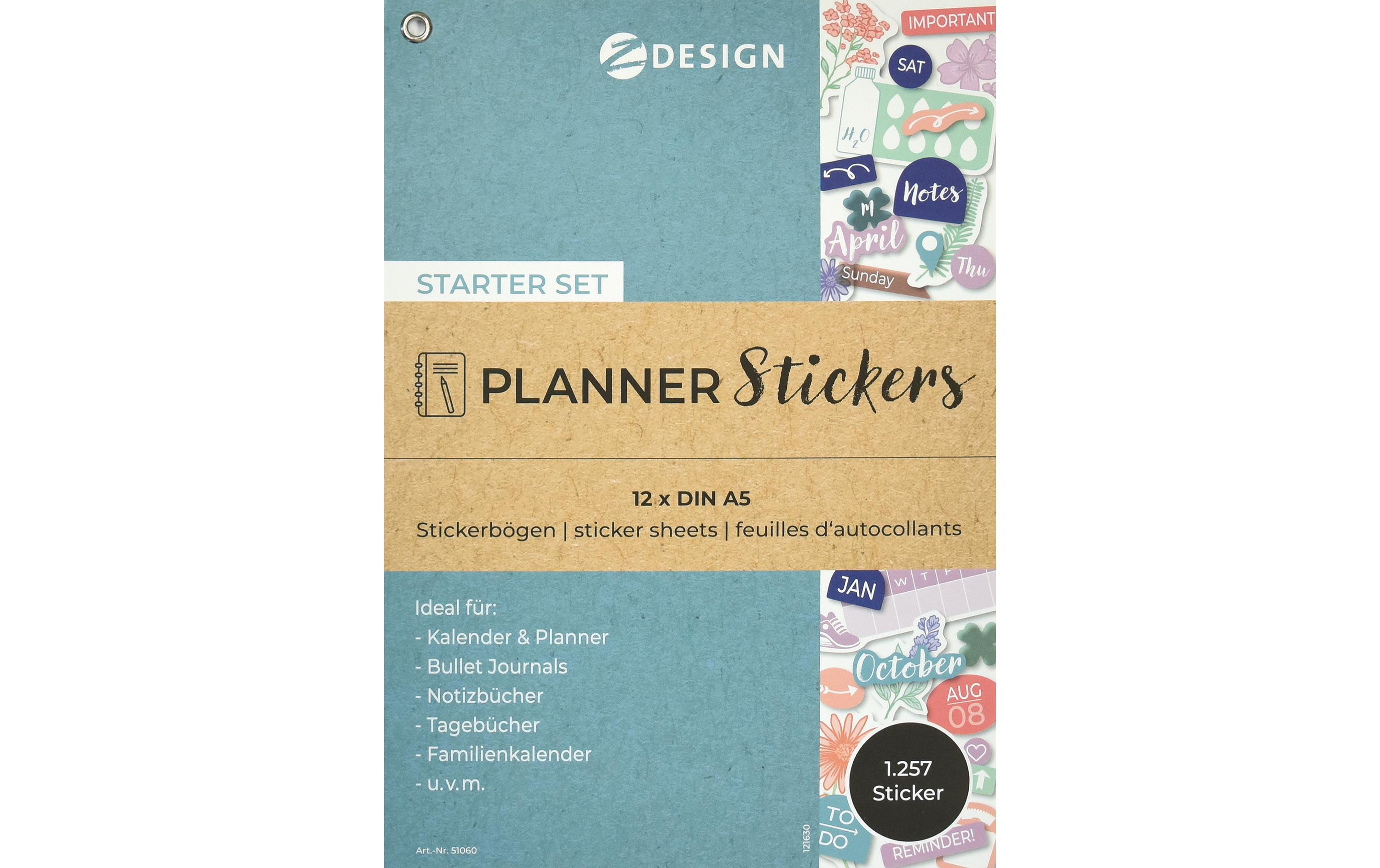 Z-Design Motivsticker Planner Starter Set 12 Blatt, 1.257 Sticker