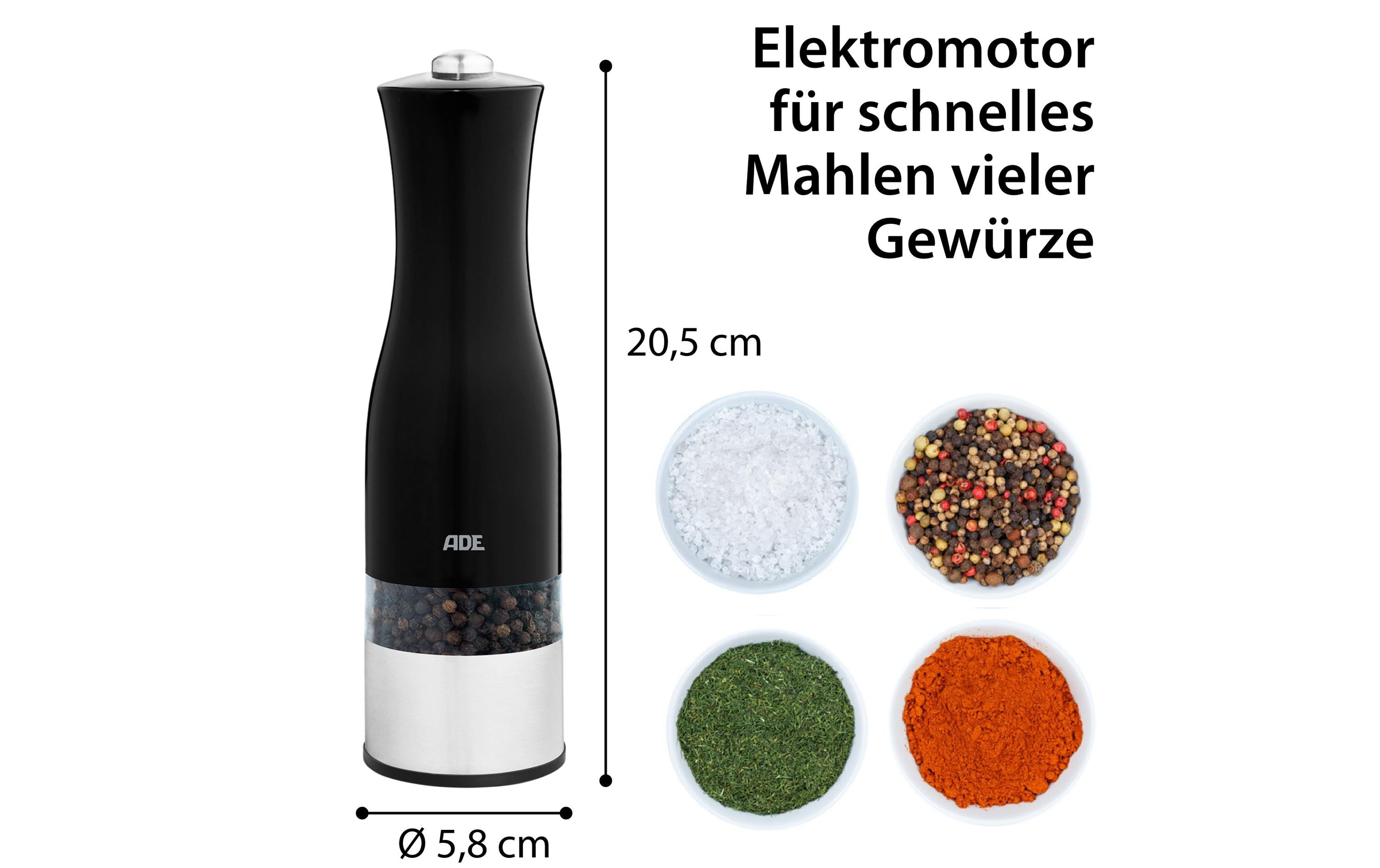 ADE Salz- und Pfeffermühle 20.5 cm, Schwarz