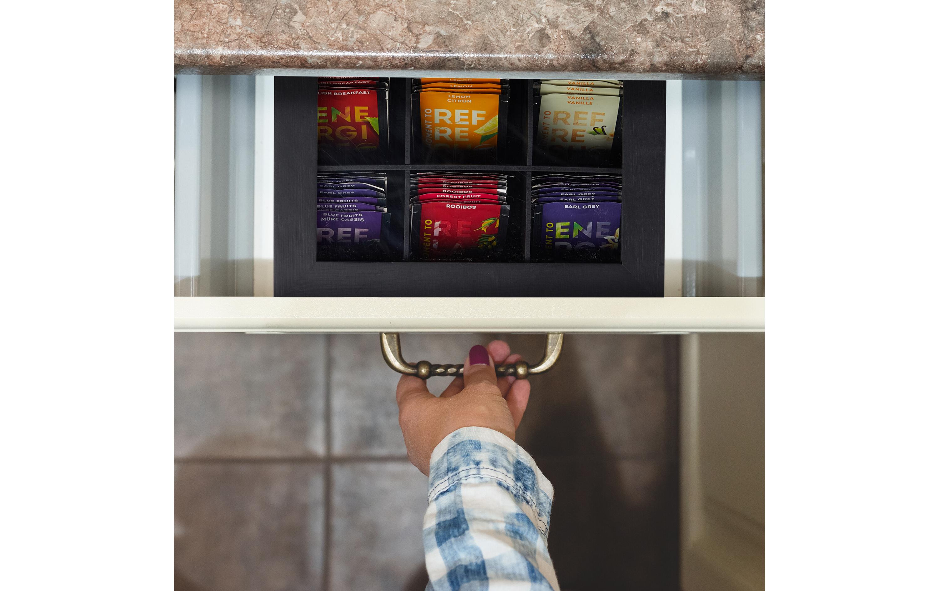 relaxdays Teebeutel-Box 9 Fächer, Schwarz