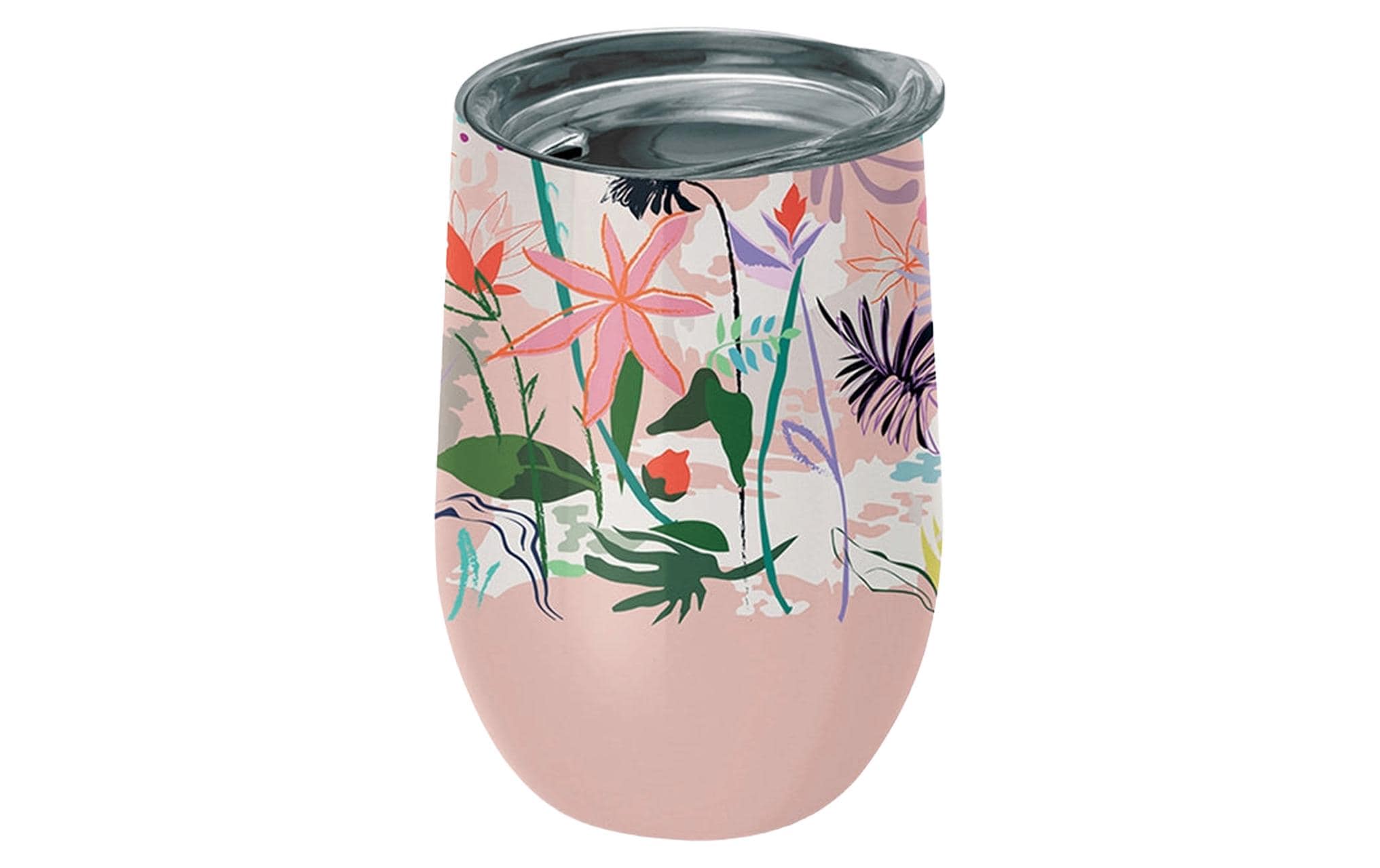 BioLoco Thermobecher Office-Marsh flowers 420 ml, Grün/Rosa