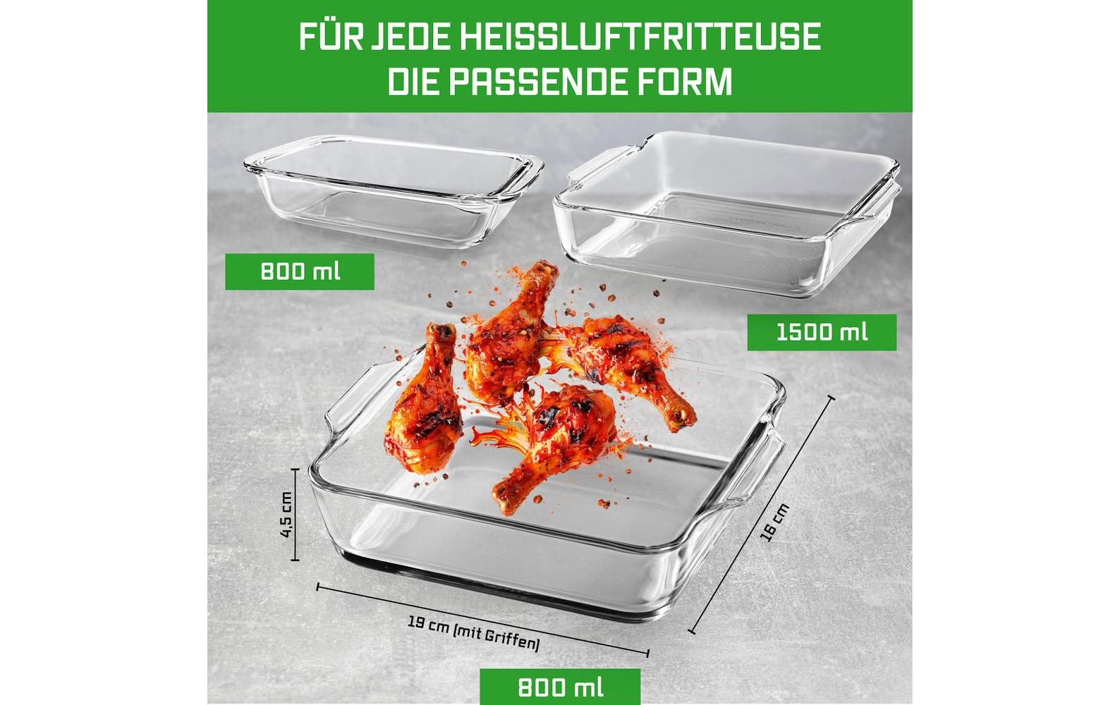 GOURMETmaxx Auflaufform Eckig, Transparent, 800 ml