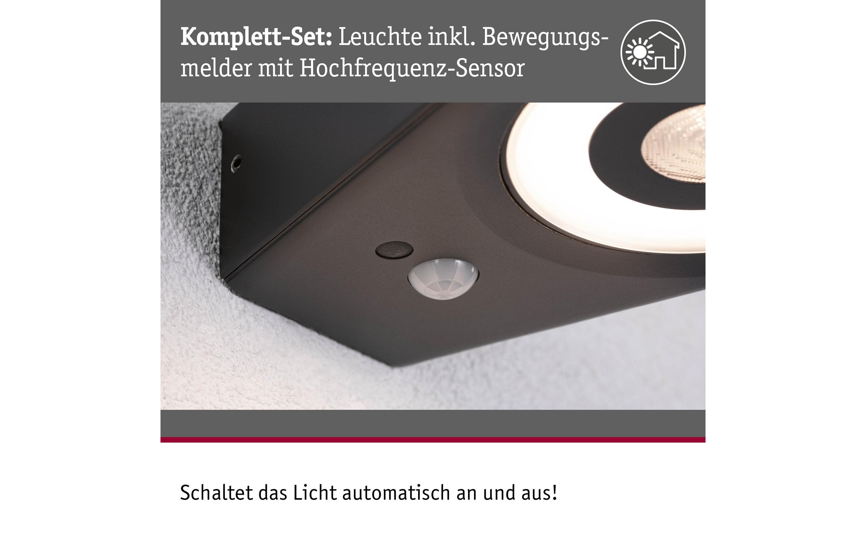 Paulmann LED Aussenwandleuchte Silma Bewegungsmelder Anthrazit