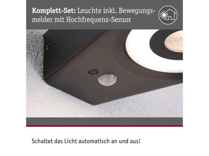 Paulmann LED Aussenwandleuchte Silma Bewegungsmelder Anthrazit