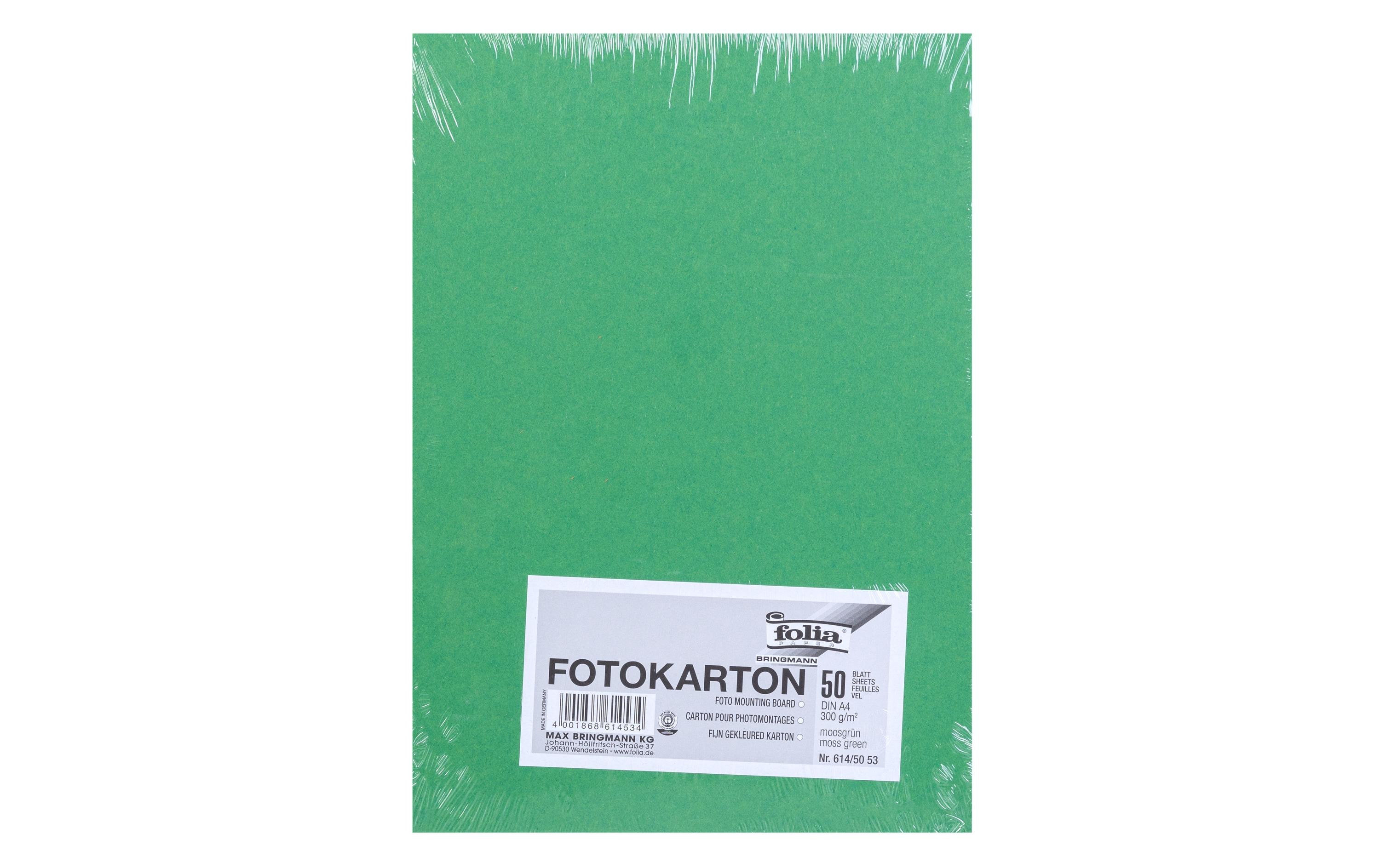 Folia Fotokarton A4, 300 g/m², 50 Blatt, Moosgrün