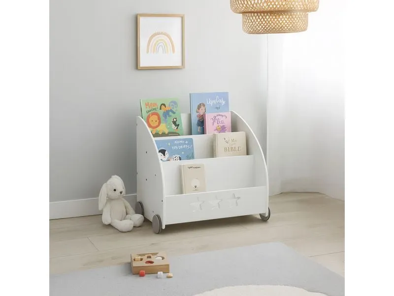relaxdays Bücherregal für Kinder, fahrbar