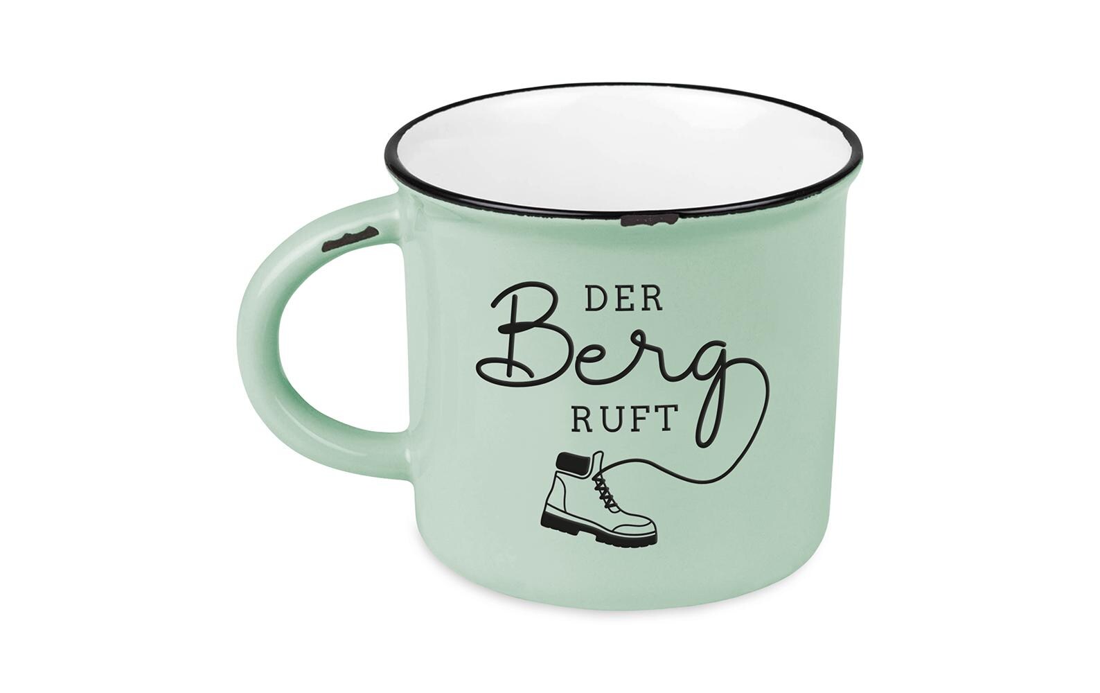 Grafik Werkstatt Vintage Becher Bergglück, Der Berg ruft