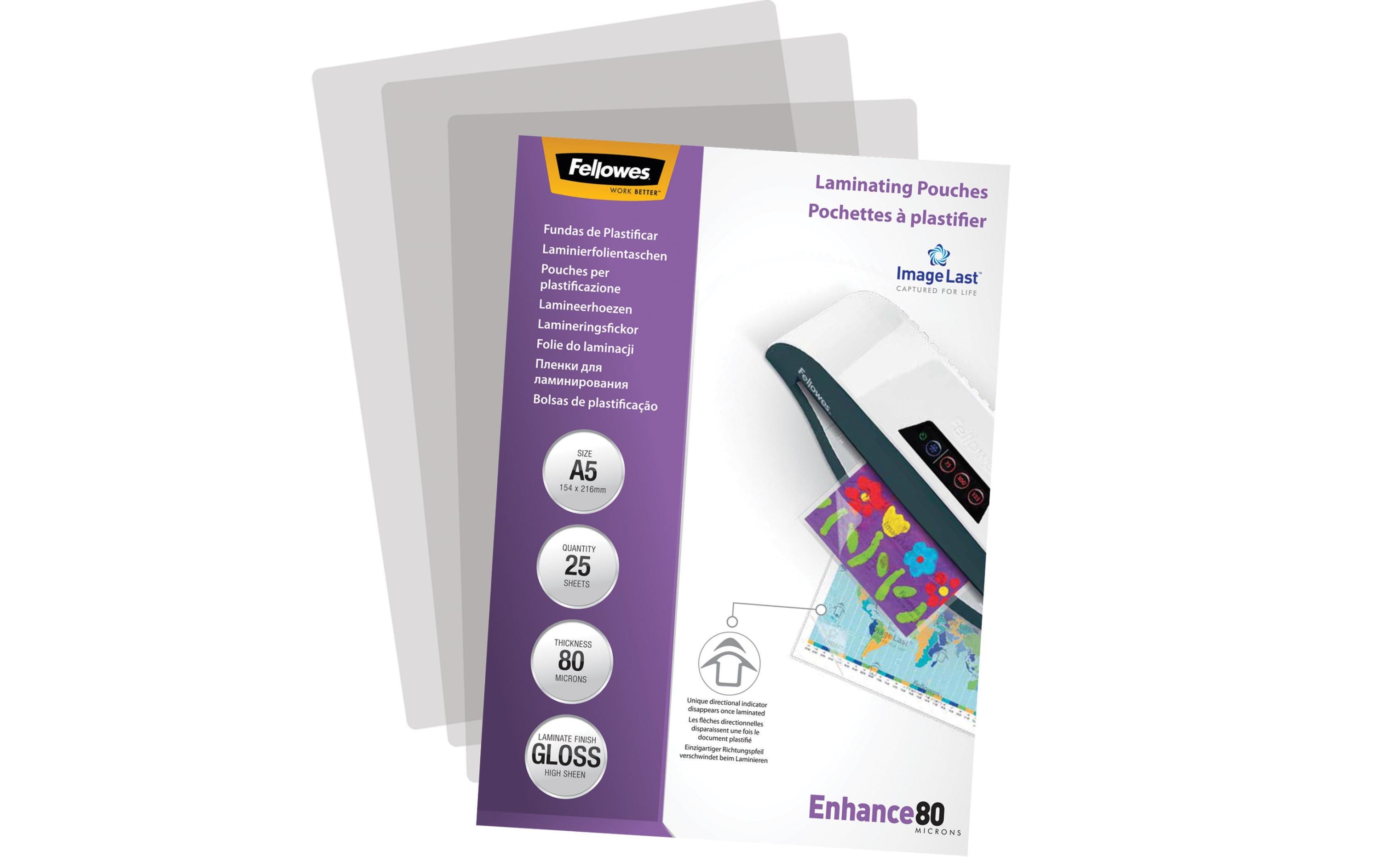 Fellowes Laminierfolie A5, , 25 Stück, Glänzend Fellowes Laminierfolie A5, , 25 Stück, Glänzend