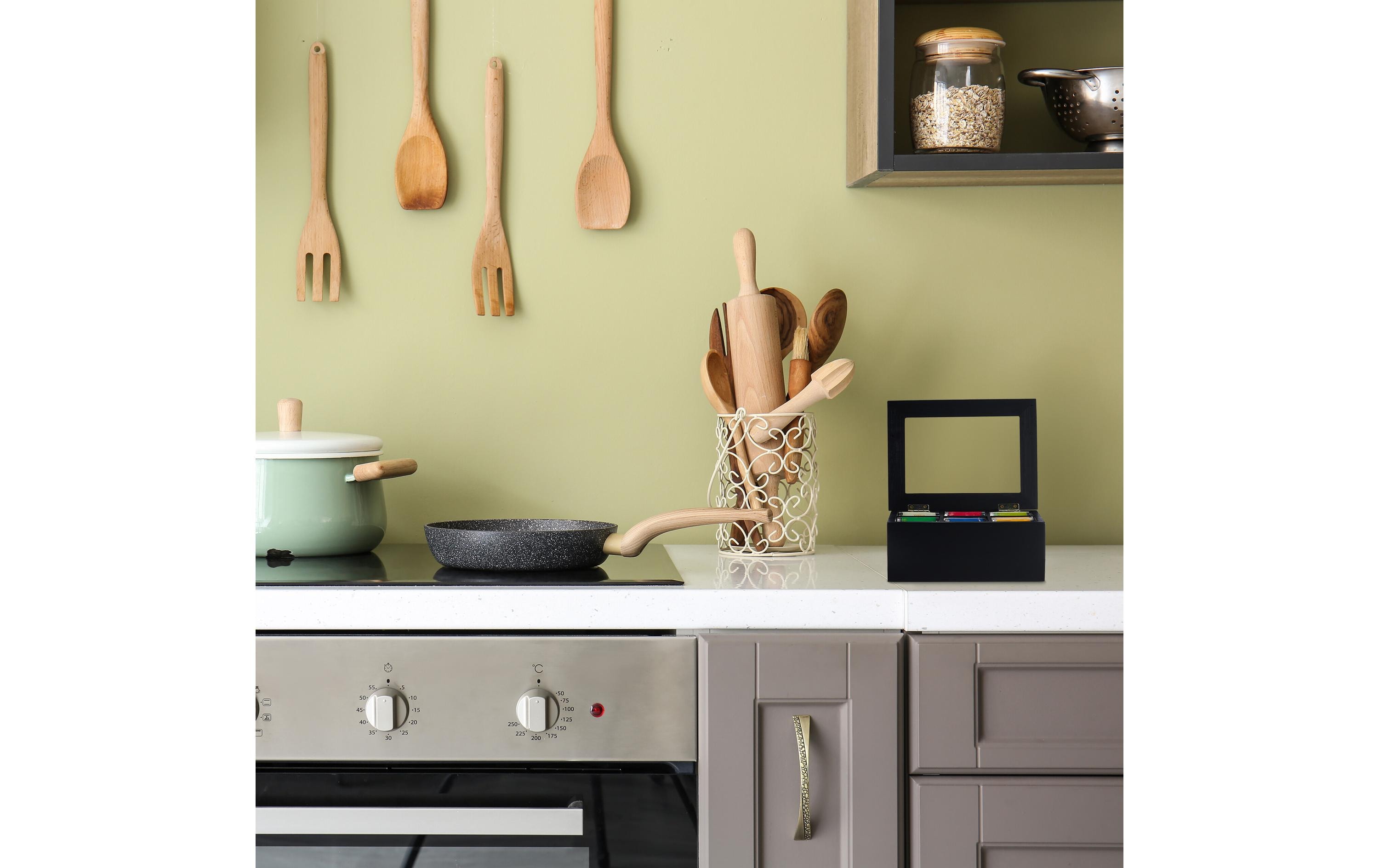 relaxdays Teebeutel-Box 6 Fächer, Schwarz/Transparent