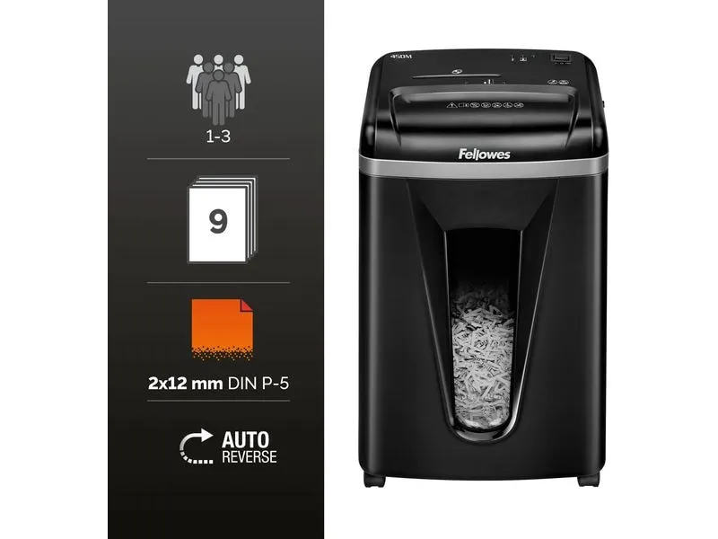 Fellowes Aktenvernichter 450M P-5, 9 Seiten Fellowes Aktenvernichter 450M P-5, 9 Seiten