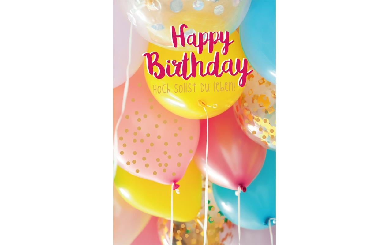 ABC Geburtstagskarte Farbige Ballons B6