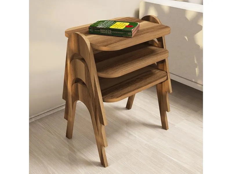 Woody Fashion Couchtisch Paris 3 Stück, Walnuss Woody Fashion Couchtisch Paris 3 Stück, Walnuss