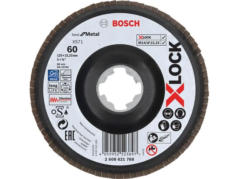 Bosch Professional Fächerschleifscheibe X-LOCK G60 X571, 125 mm Bosch Professional Fächerschleifscheibe X-LOCK G60 X571, 125 mm