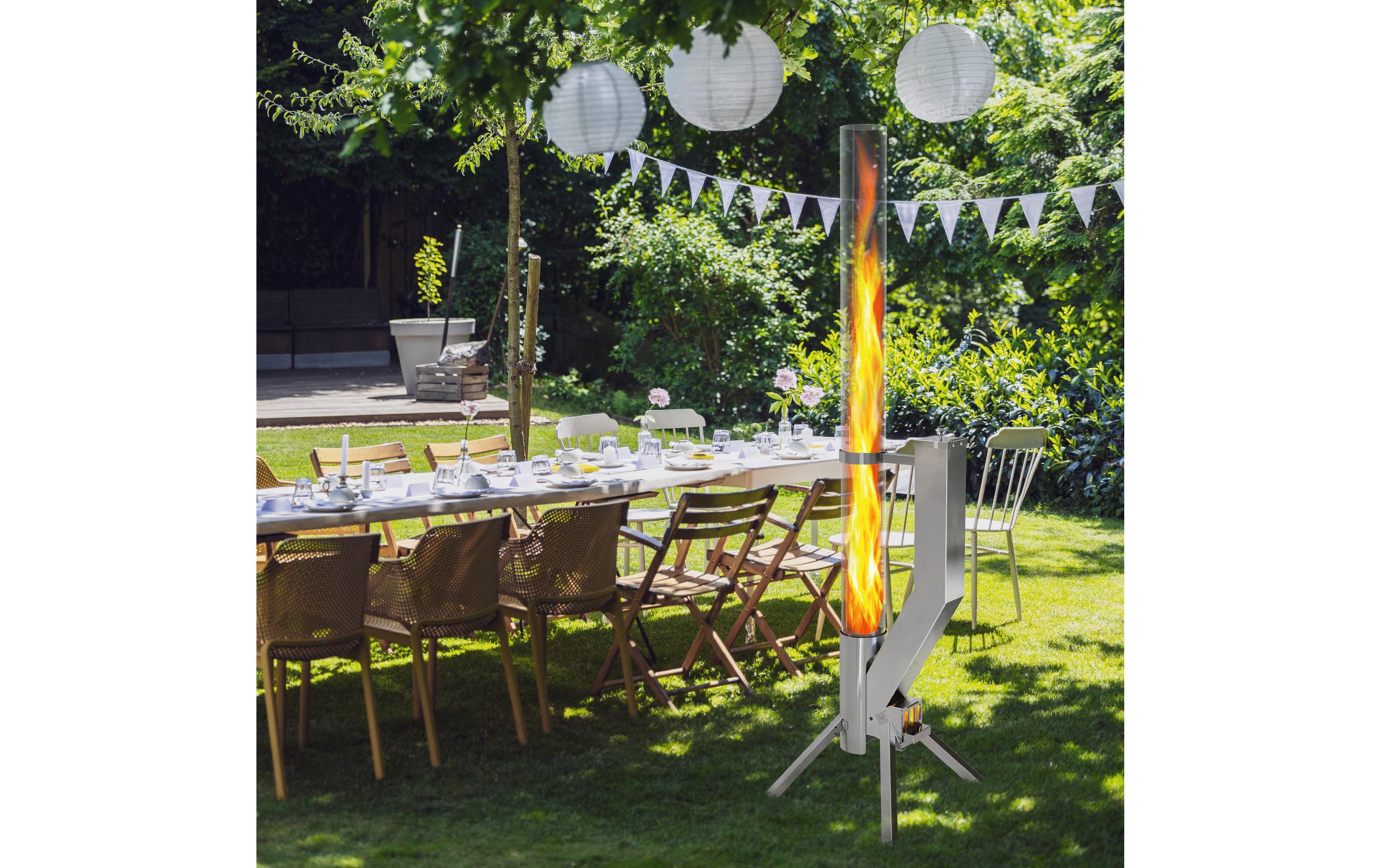 Gardenflare Klassik Feuerrohr Edelstahl Silber