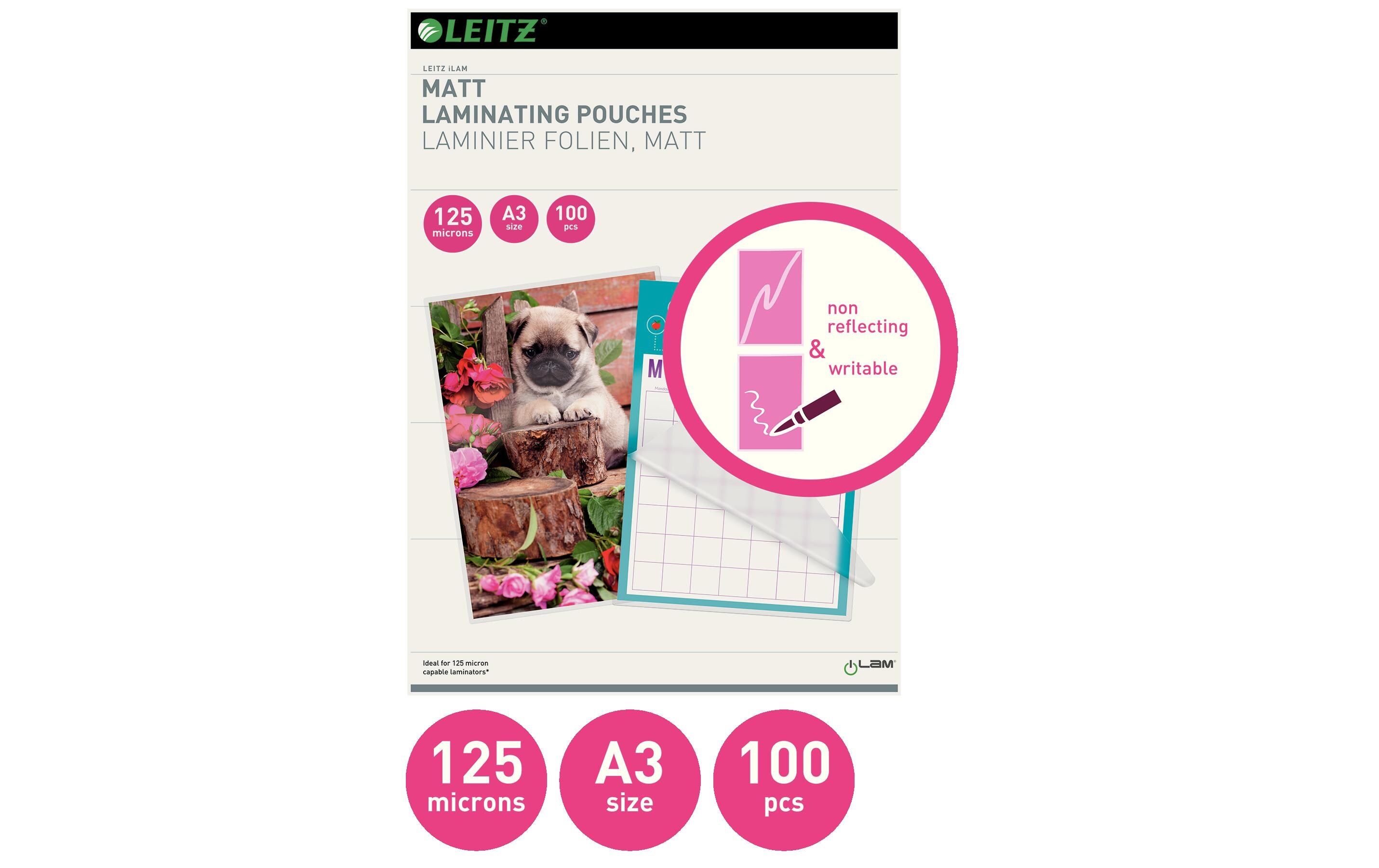 Leitz Laminierfolie A3, 125 µm, 100 Stück, Matt