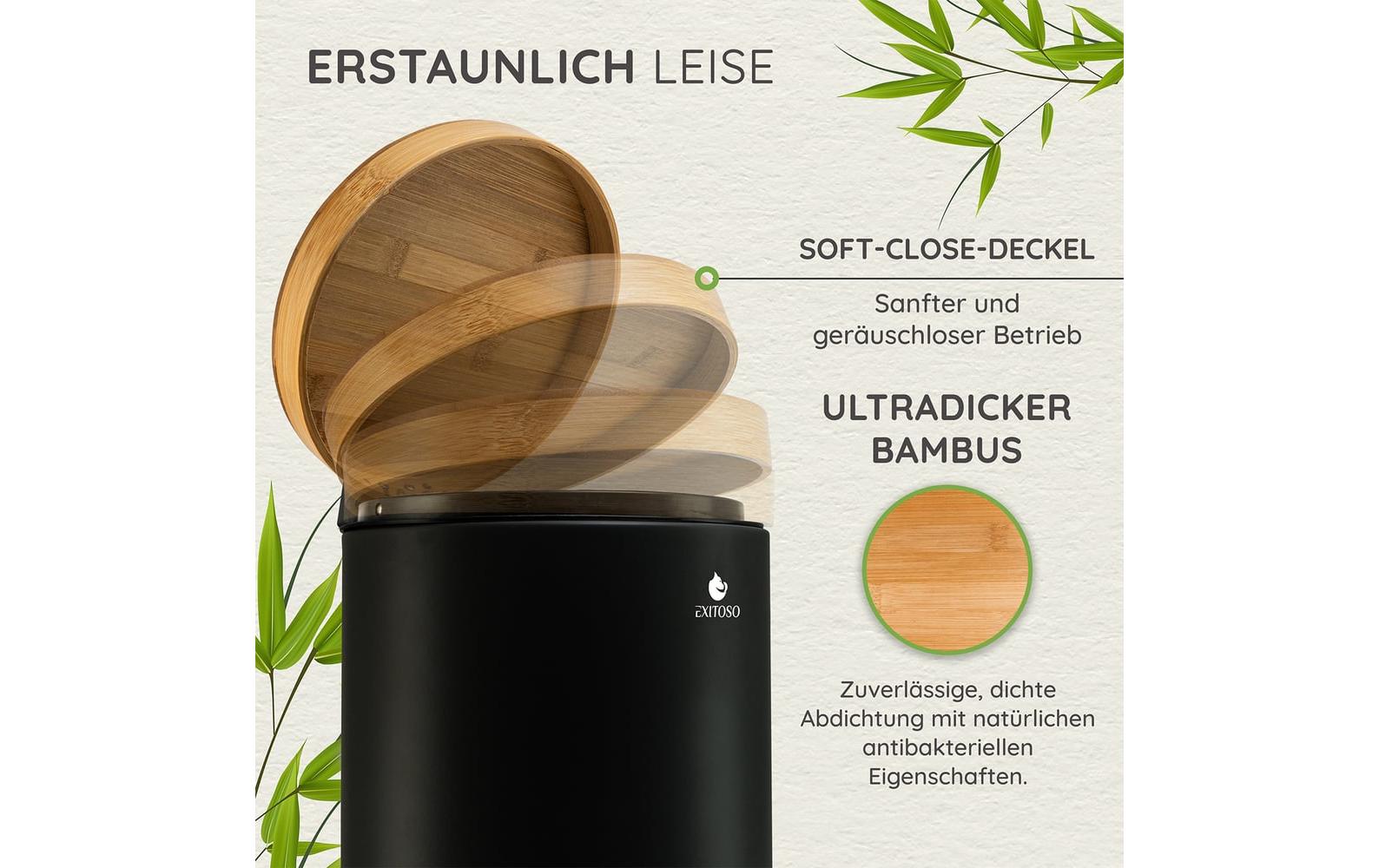 Exitoso Tretmülleimer mit Softclose-Deckel 5 l, Schwarz