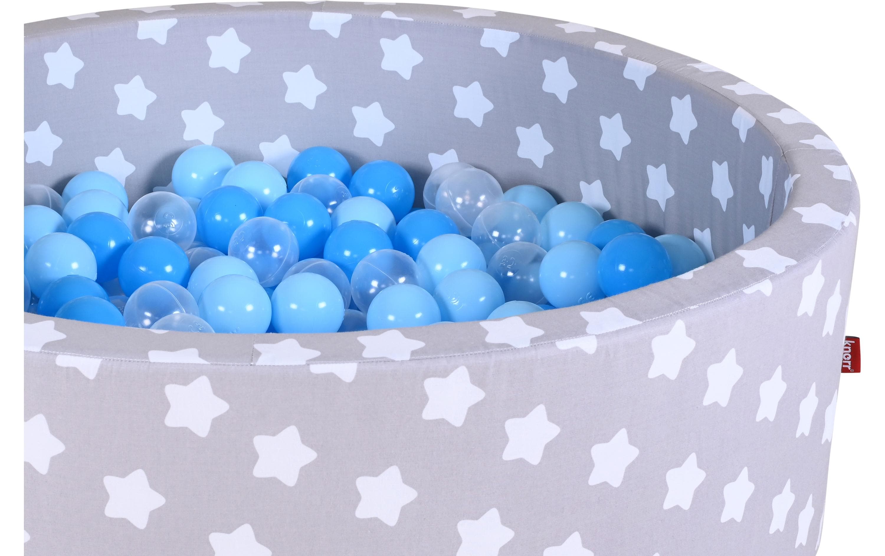 Knorrtoys Bällebad Grey White Stars 300 Bälle blue/blue/transparent