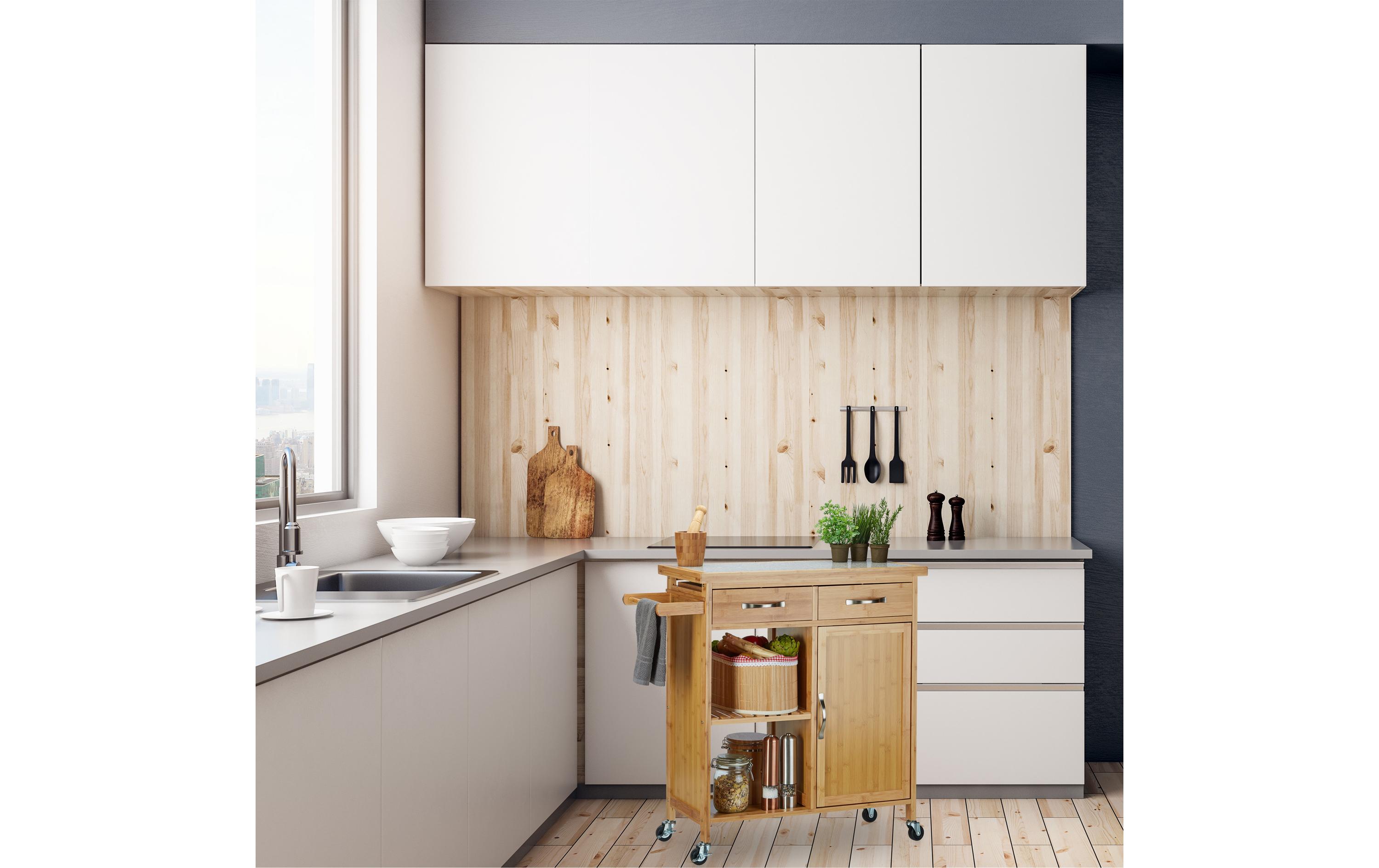 relaxdays Küchenwagen 85.5 x 89.5 x 36 cm, Braun/Grau relaxdays Küchenwagen 85.5 x 89.5 x 36 cm, Braun/Grau