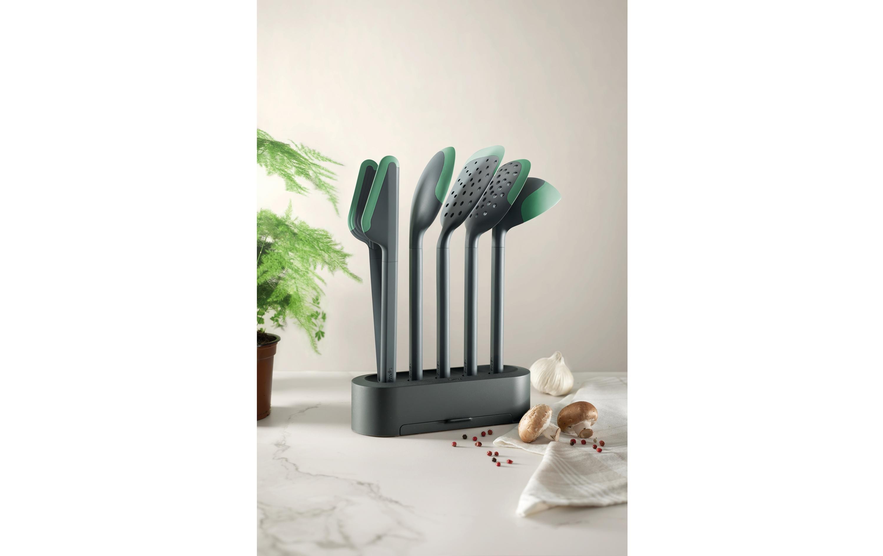 Lékué Küchenutensilien mit Ständer PBT/Silikon, Grün/Schwarz