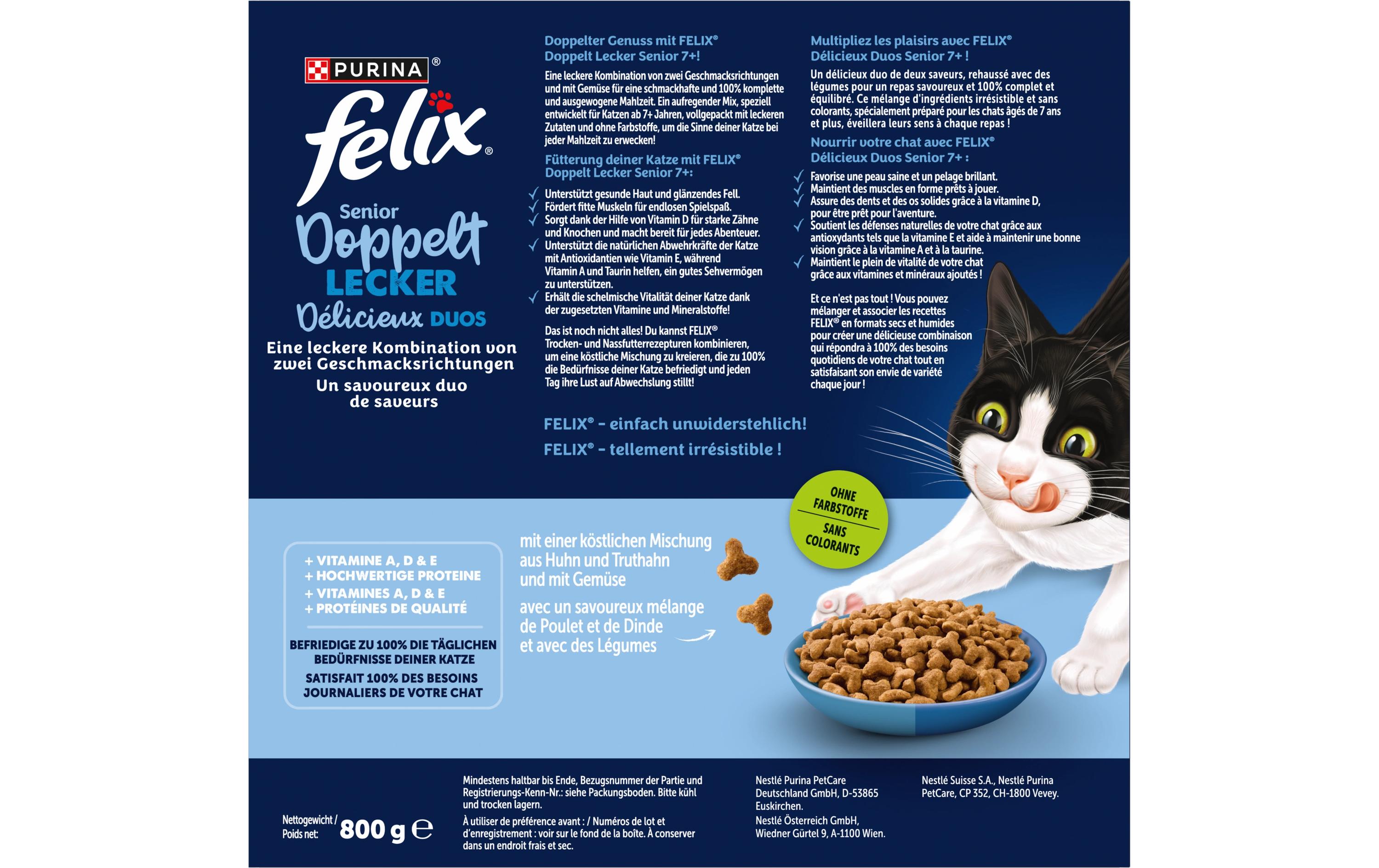 Felix Trockenfutter Doppelt Lecker Senior Geflügel 800 g