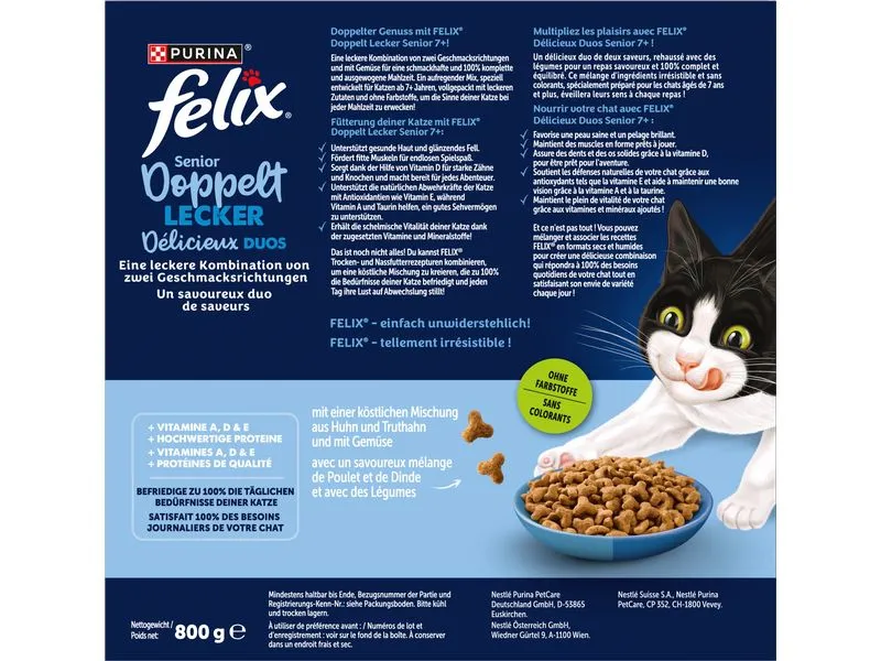 Felix Trockenfutter Doppelt Lecker Senior Geflügel 800 g Felix Trockenfutter Doppelt Lecker Senior Geflügel 800 g