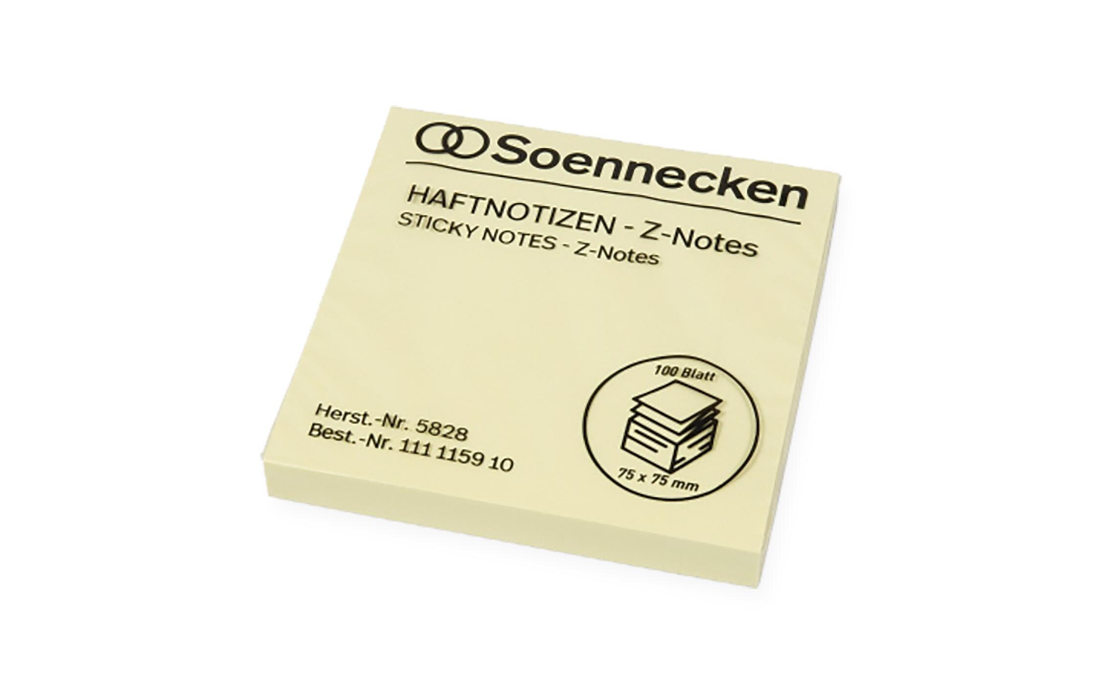 Soennecken Notizzettel Z-Notes 7.5 x 7.5 cm, Gelb, 100 Blätter
