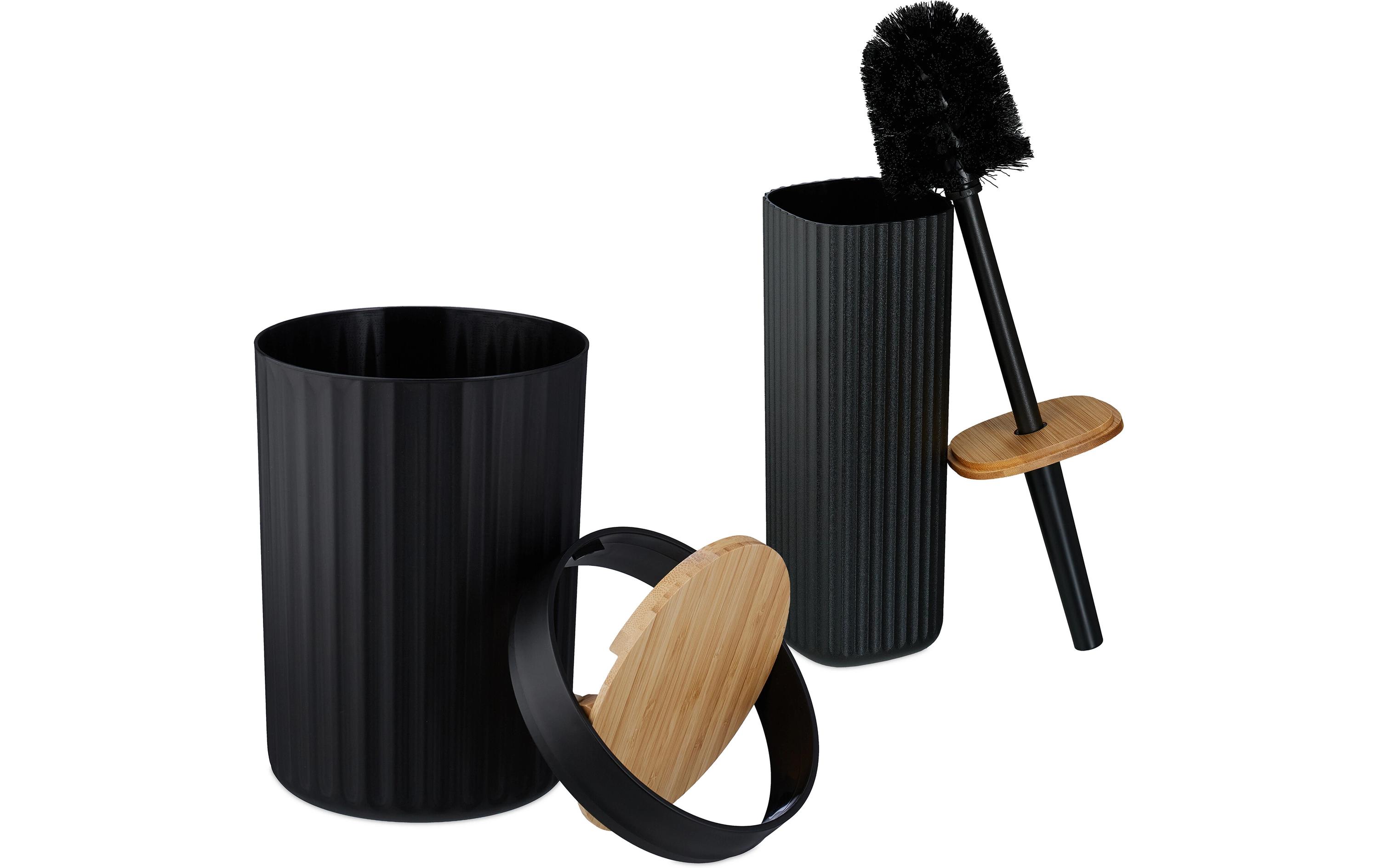 relaxdays Badezimmer-Set 6-teilig, Schwarz
