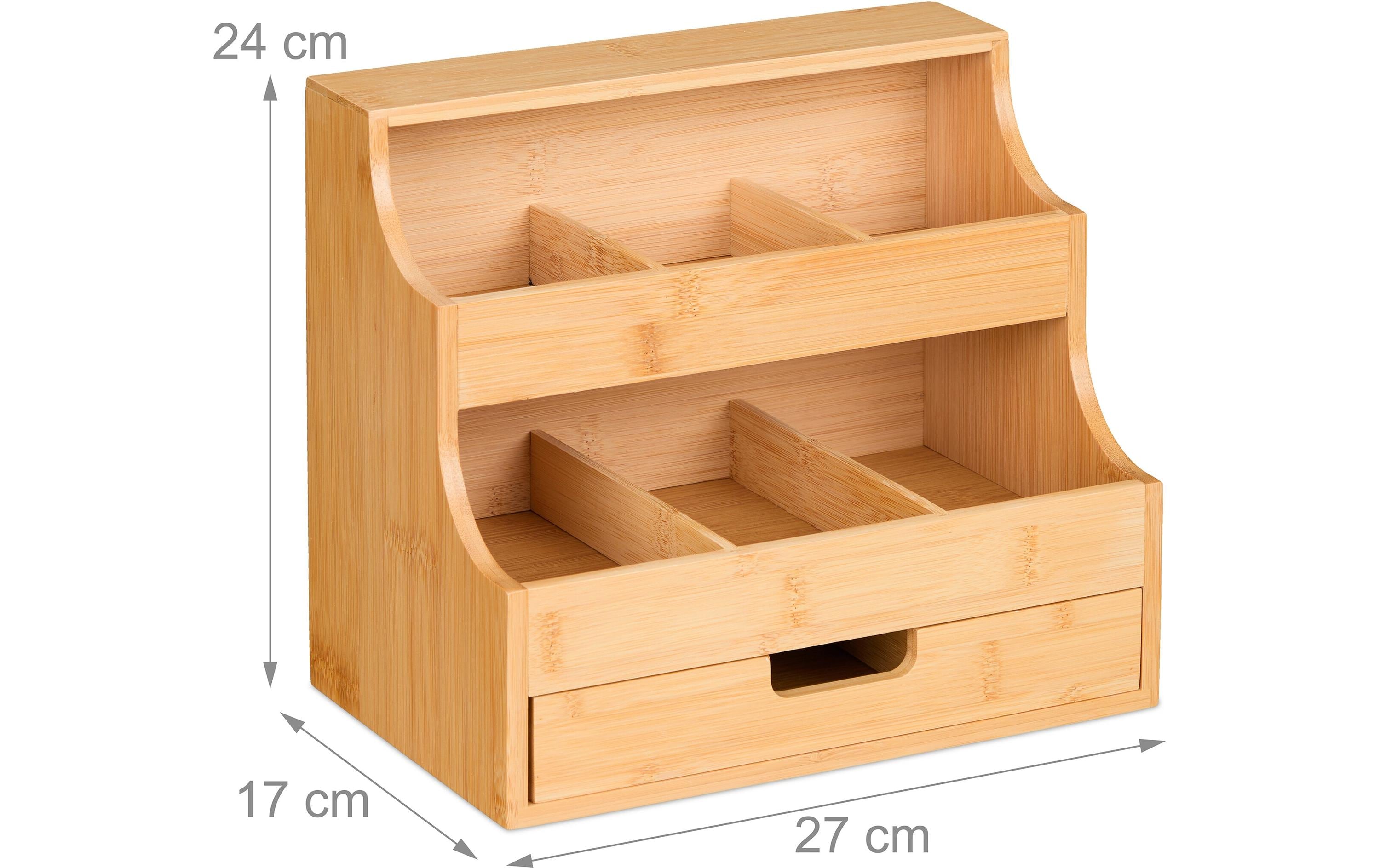 relaxdays Teebeutel-Box mit Schublade 9 Fächer