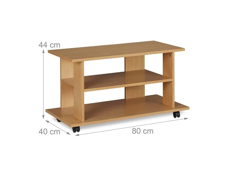relaxdays TV-Möbel mit Rollen, 80 x 40 cm, Hellbraun relaxdays TV-Möbel mit Rollen, 80 x 40 cm, Hellbraun