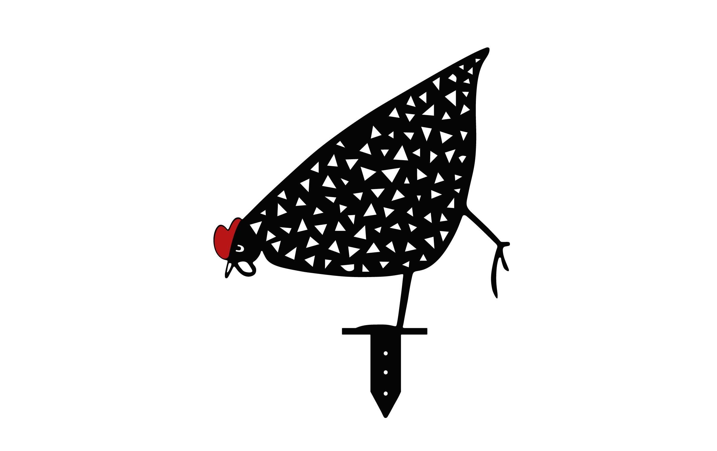 Wallxpert Gartenstecker Huhn 30 cm, 5er Set, Schwarz