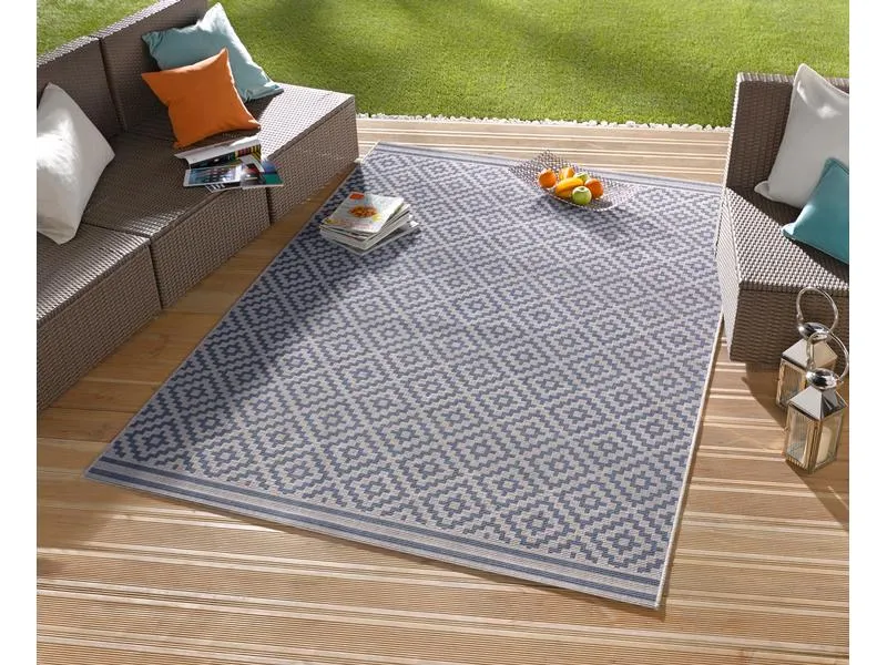 Hanse Home Raute In- & Outdoor Teppich 160 x 230 cm, Blau/Crème Hanse Home Raute In- & Outdoor Teppich 160 x 230 cm, Blau/Crème
