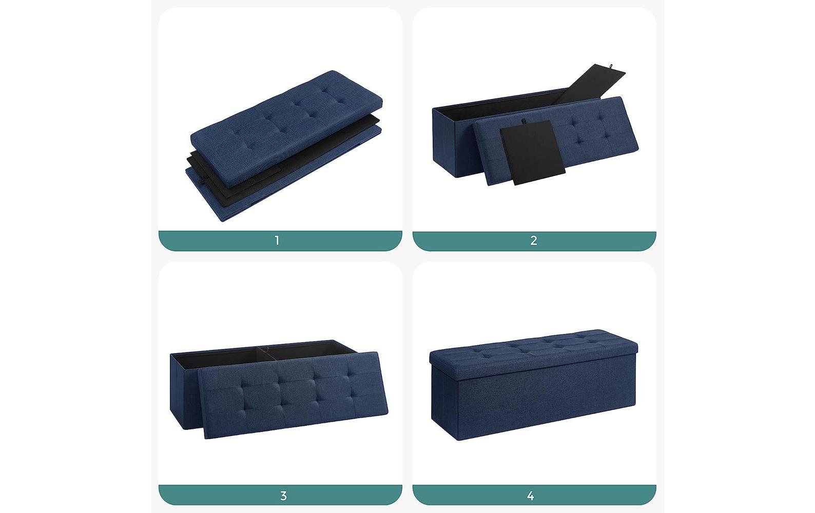 Songmics Sitztruhe mit Aufbewahrung 110 x 38 cm, Blau