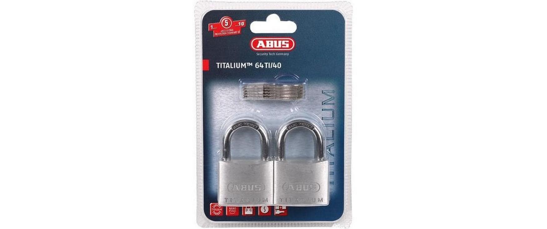 Abus Vorhängeschloss 64TI/40 Twins, 2 Stück Abus Vorhängeschloss 64TI/40 Twins, 2 Stück