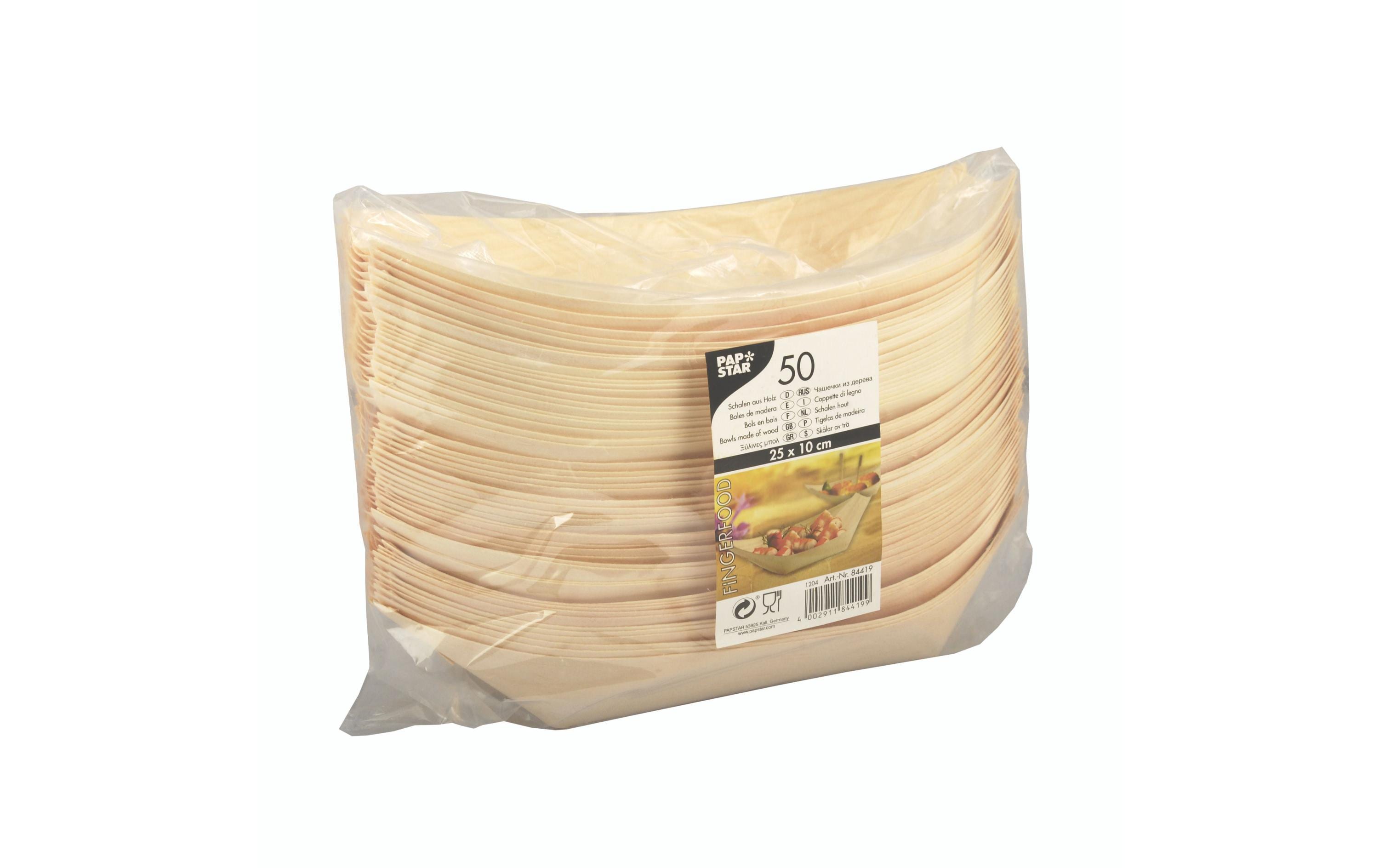 Papstar Fingerfood-Schale Pure Holz Schiffchen 50 Stück