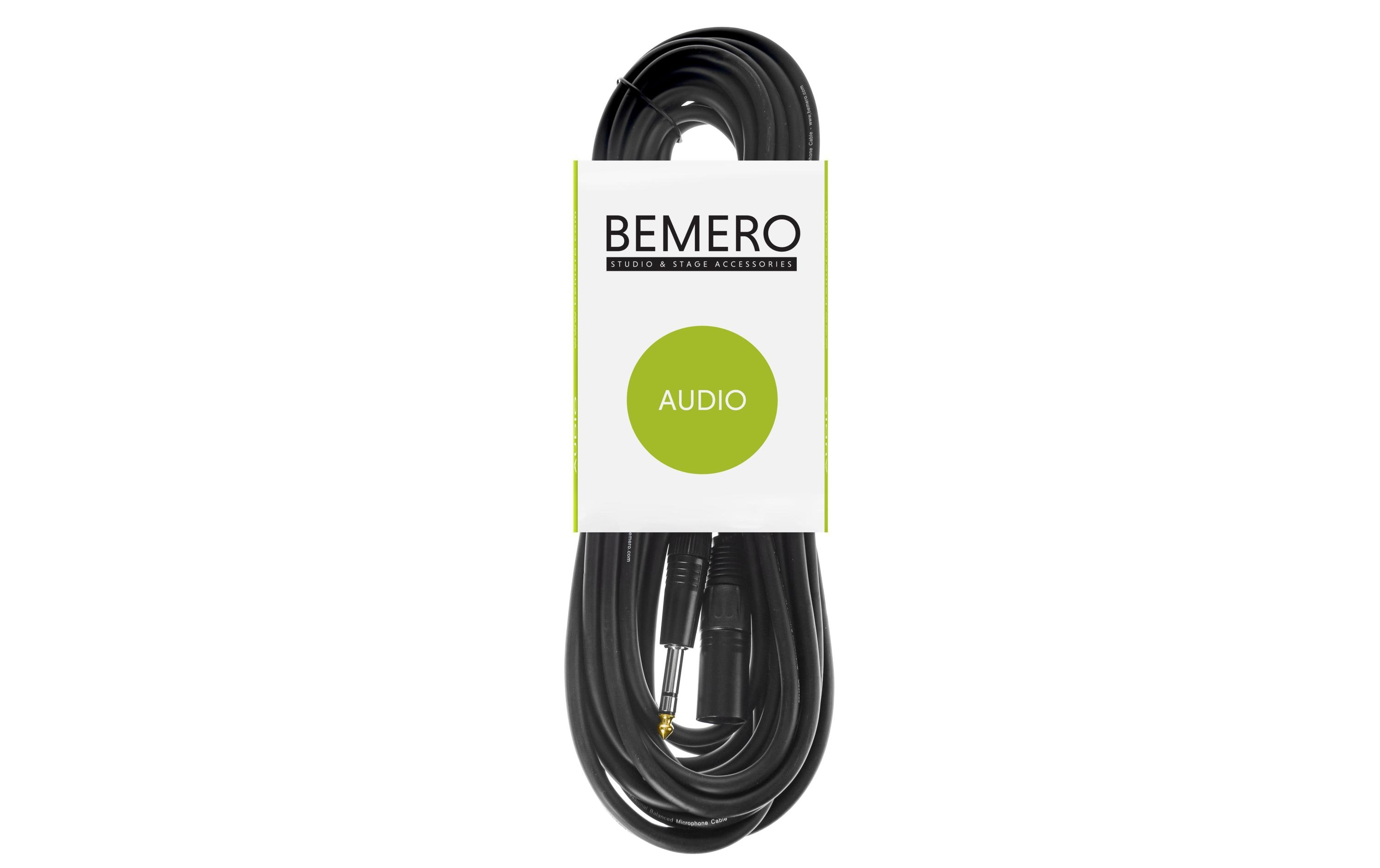 Bemero XLR-Kabel XLRm - 6.3 Klinken symmetrisch 10 m, Schwarz
