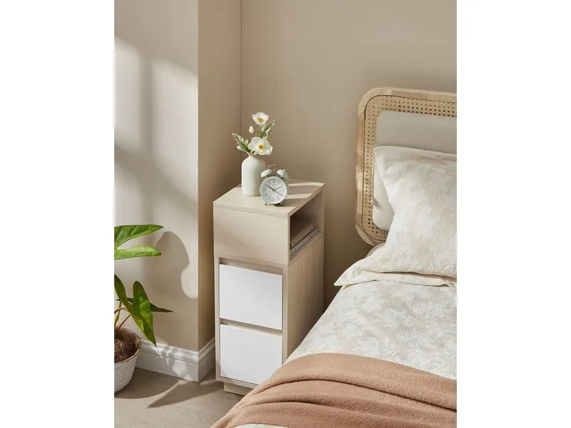 VASAGLE Nachttisch 25 x 62 cm, Weiss/Beige VASAGLE Nachttisch 25 x 62 cm, Weiss/Beige