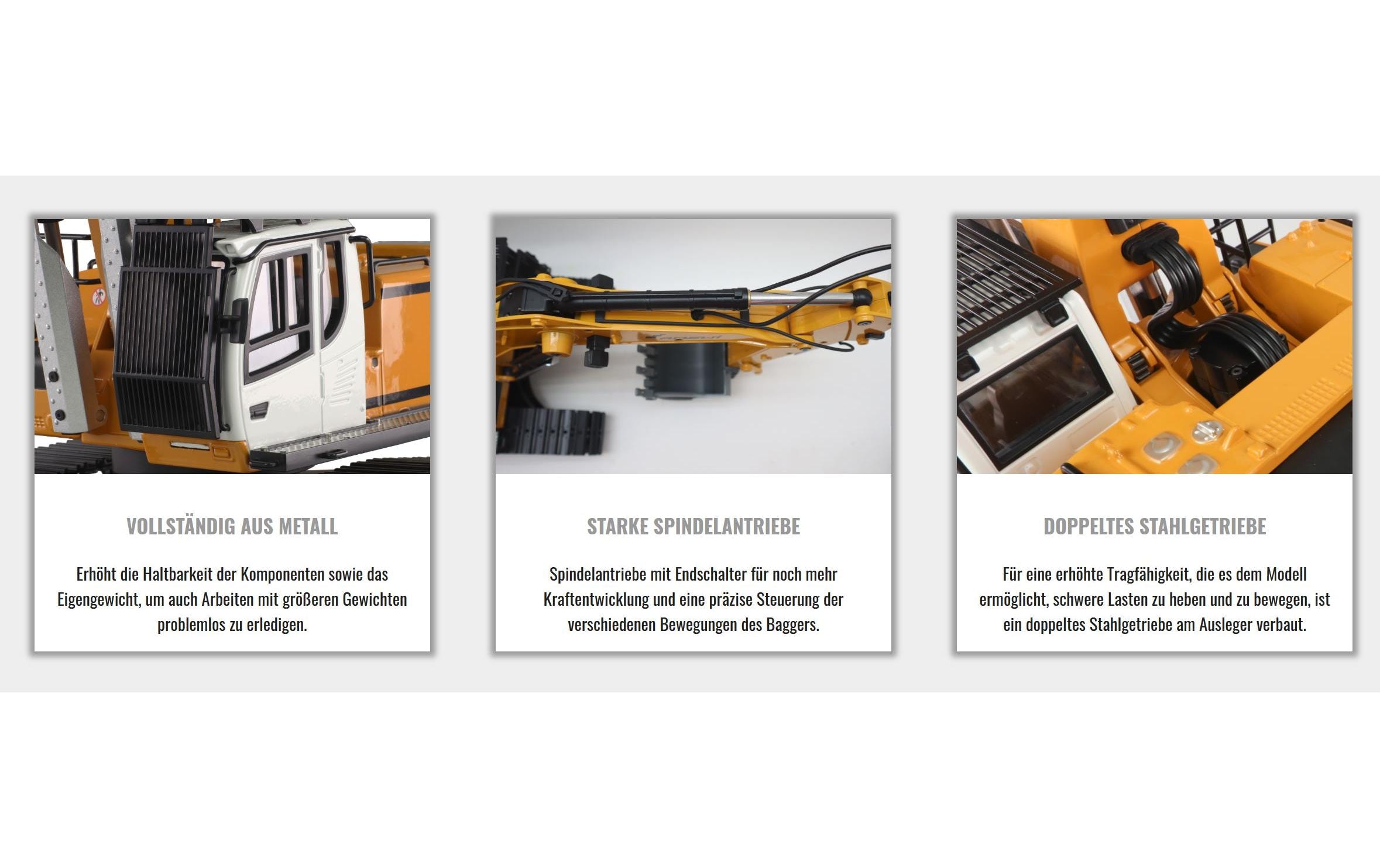 Amewi Kettenbagger G106E Vollmetall Gelb, RTR, 1:14 Amewi Kettenbagger G106E Vollmetall Gelb, RTR, 1:14