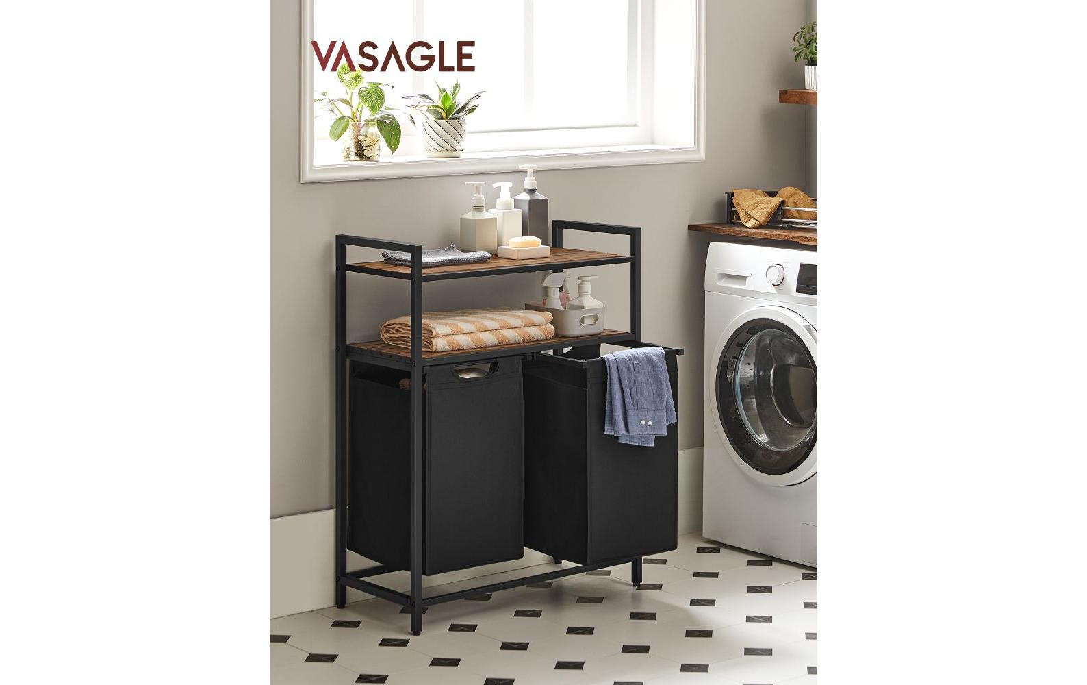 VASAGLE Wäschekorb 46 l, Schwarz