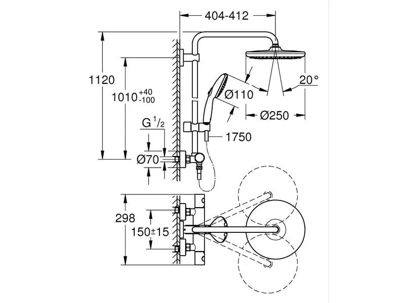 GROHE Vitalio Start 250 Aufputz Thermostat Rund Schwarz Matt GROHE Vitalio Start 250 Aufputz Thermostat Rund Schwarz Matt