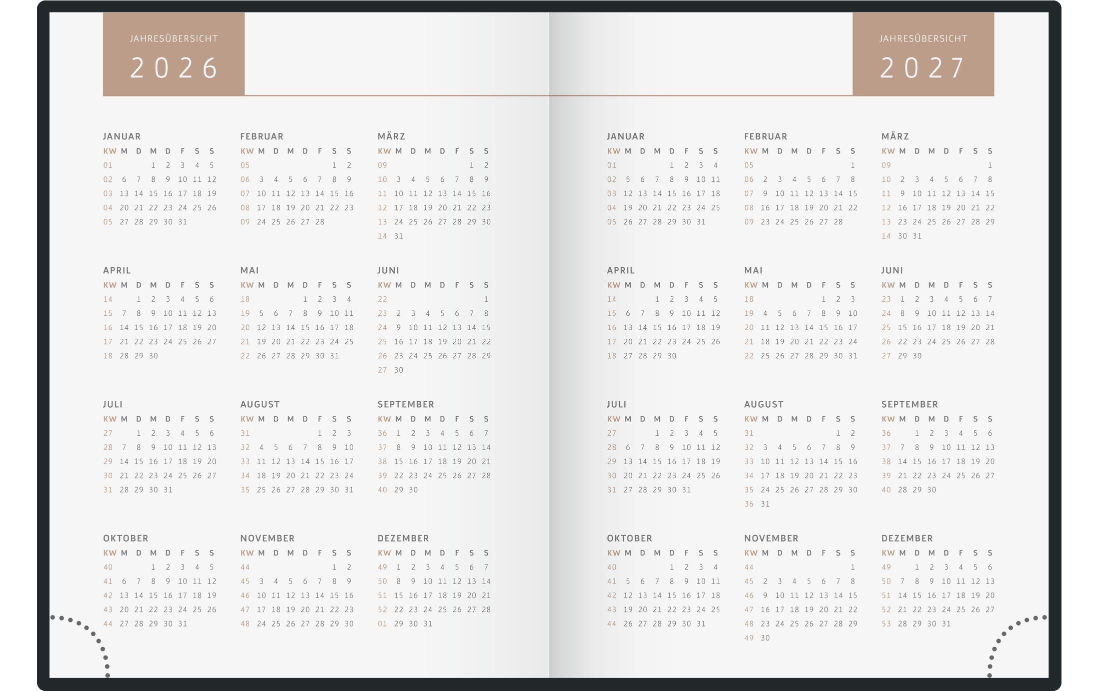 rido idé Wochenagenda Design Line Herz, 2026, Schwarz