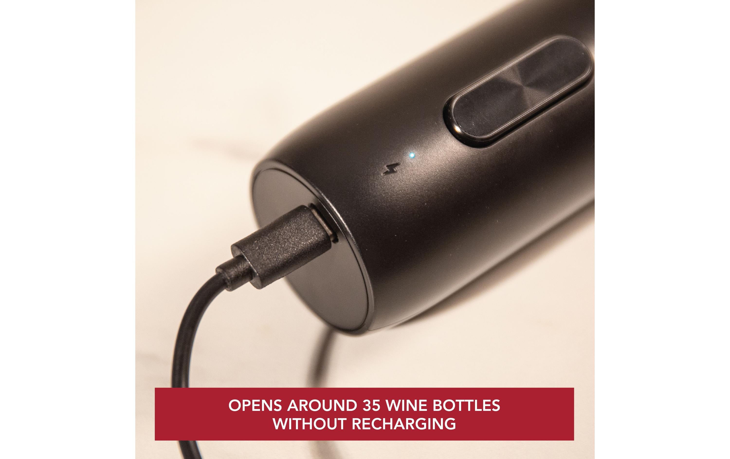 Vacuvin Korkenzieher Elektrischer Weinöffner Schwarz