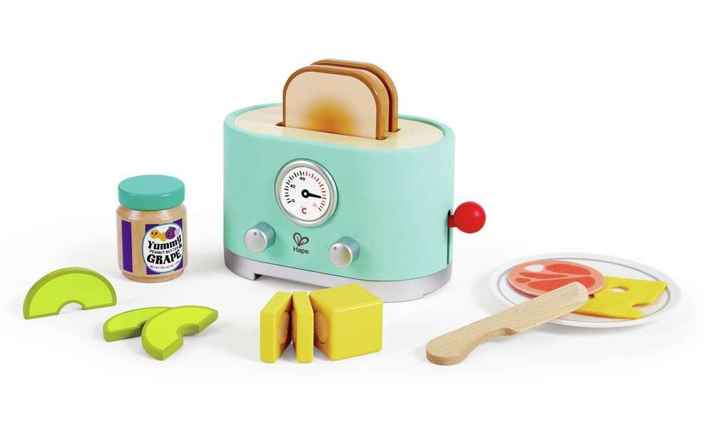 Hape Spiel-Haushaltsgerät Pop-up-Toaster-Set Kling