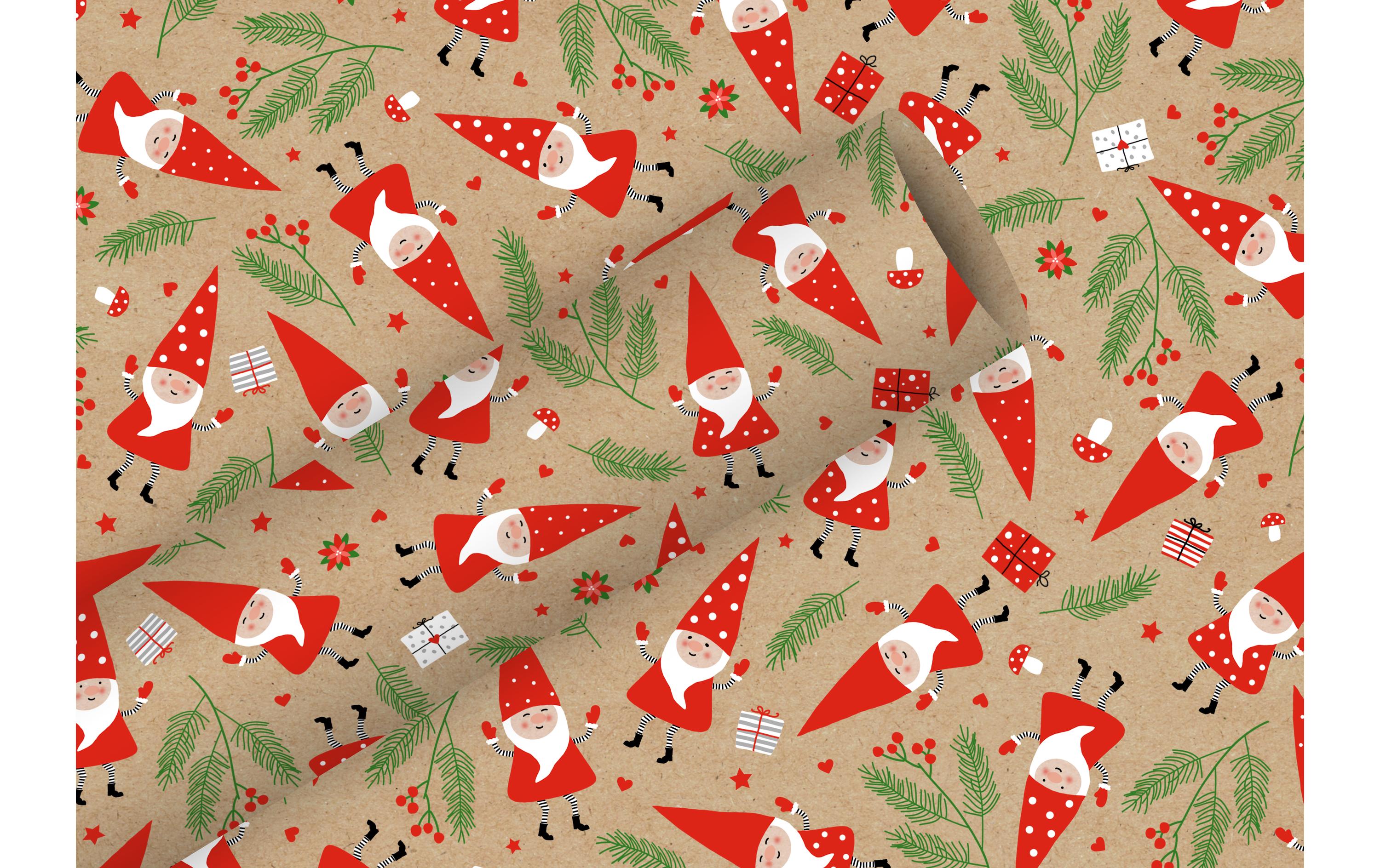 Braun + Company Geschenkpapier Gnomes 2 m x 70 cm