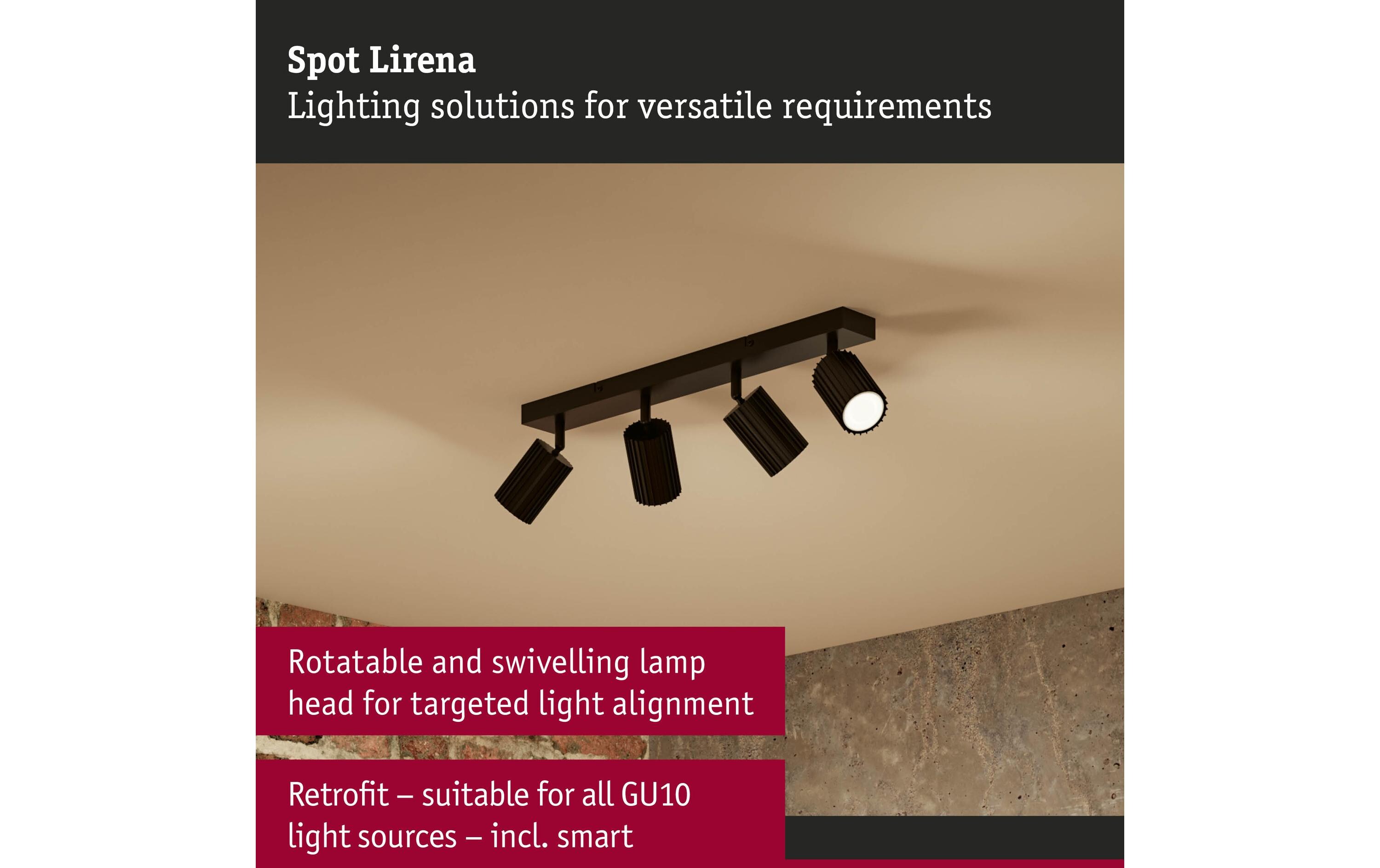 Paulmann Spotlight Lirena GU10 max. 4 x 10W Schwarz matt Metall