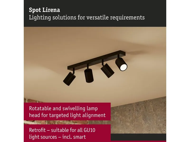 Paulmann Spotlight Lirena GU10 max. 4 x 10W Schwarz matt Metall Paulmann Spotlight Lirena GU10 max. 4 x 10W Schwarz matt Metall