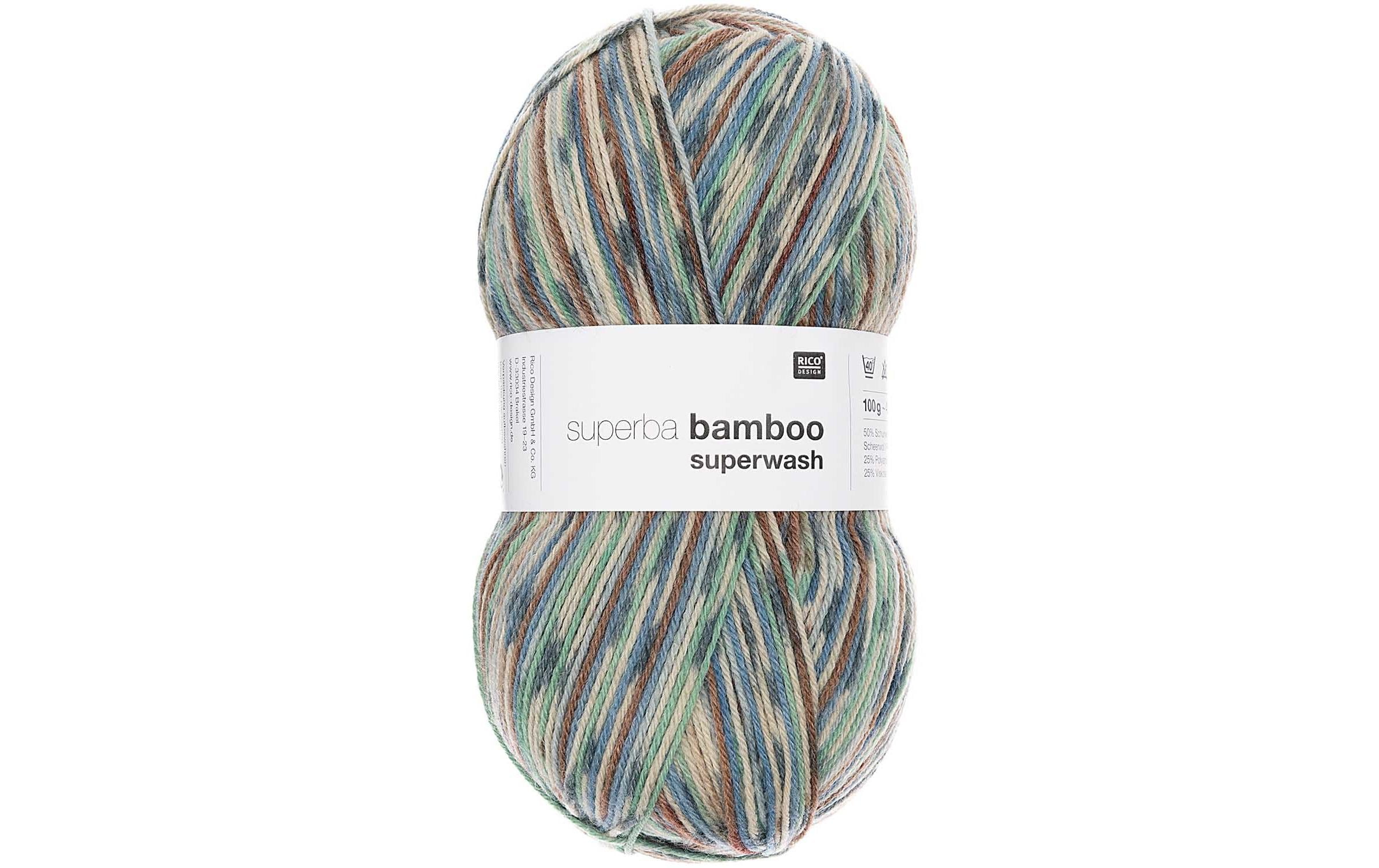 Rico Design Wolle Bamboo für Socken 4-fädig, 100 g, Blau; Beere